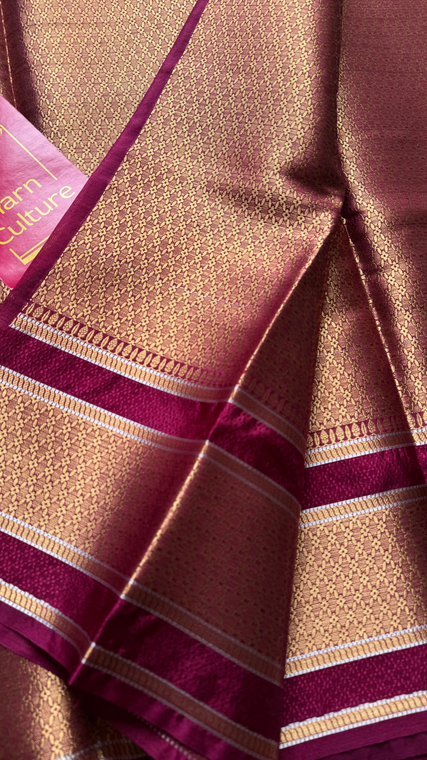 Pista green with maroon border, Banarasi semi-silk - YCDESE05