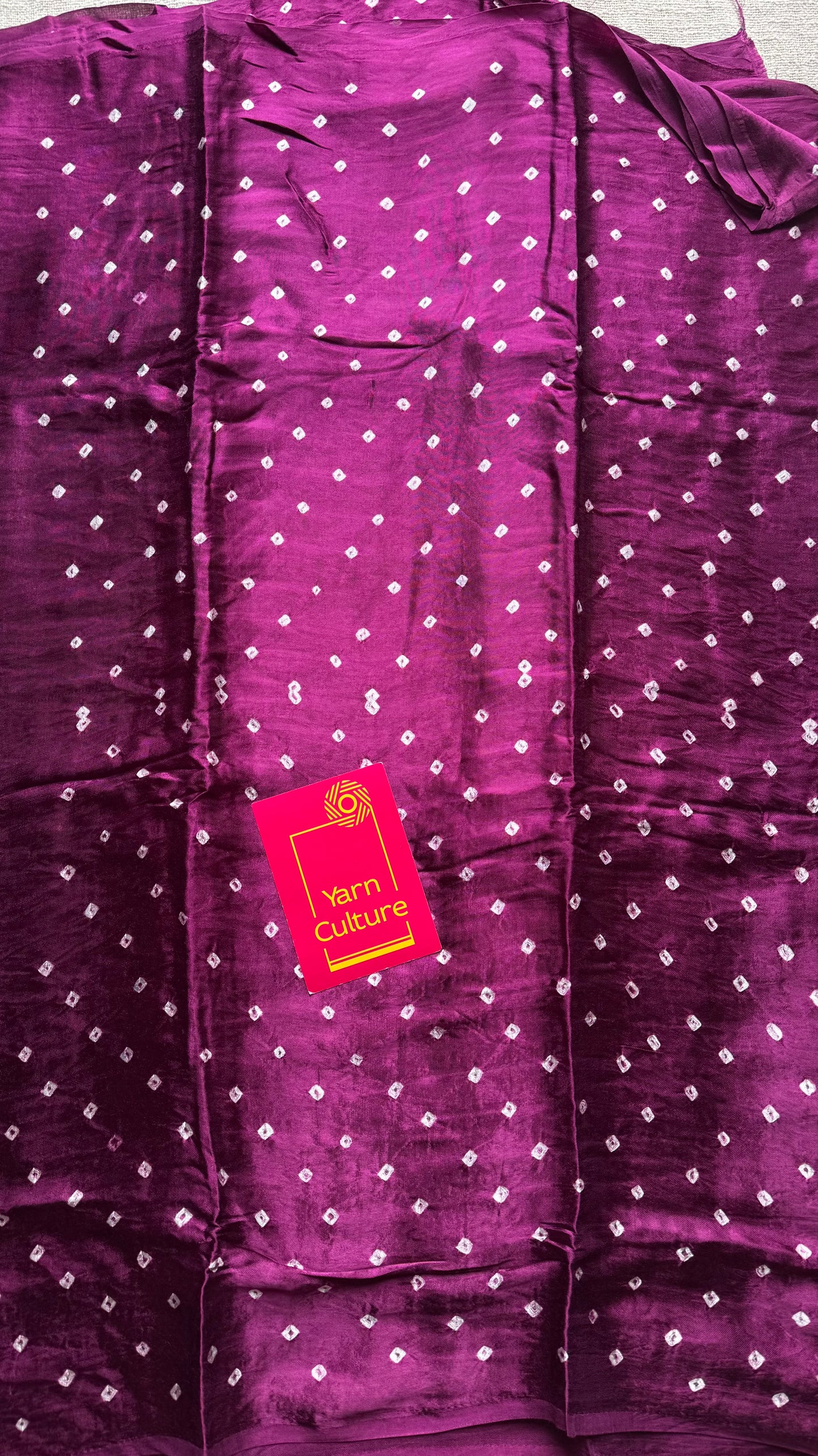 Wine crushed bandhani modal silk with lagdi patta (zari pallu) - YCDESE29