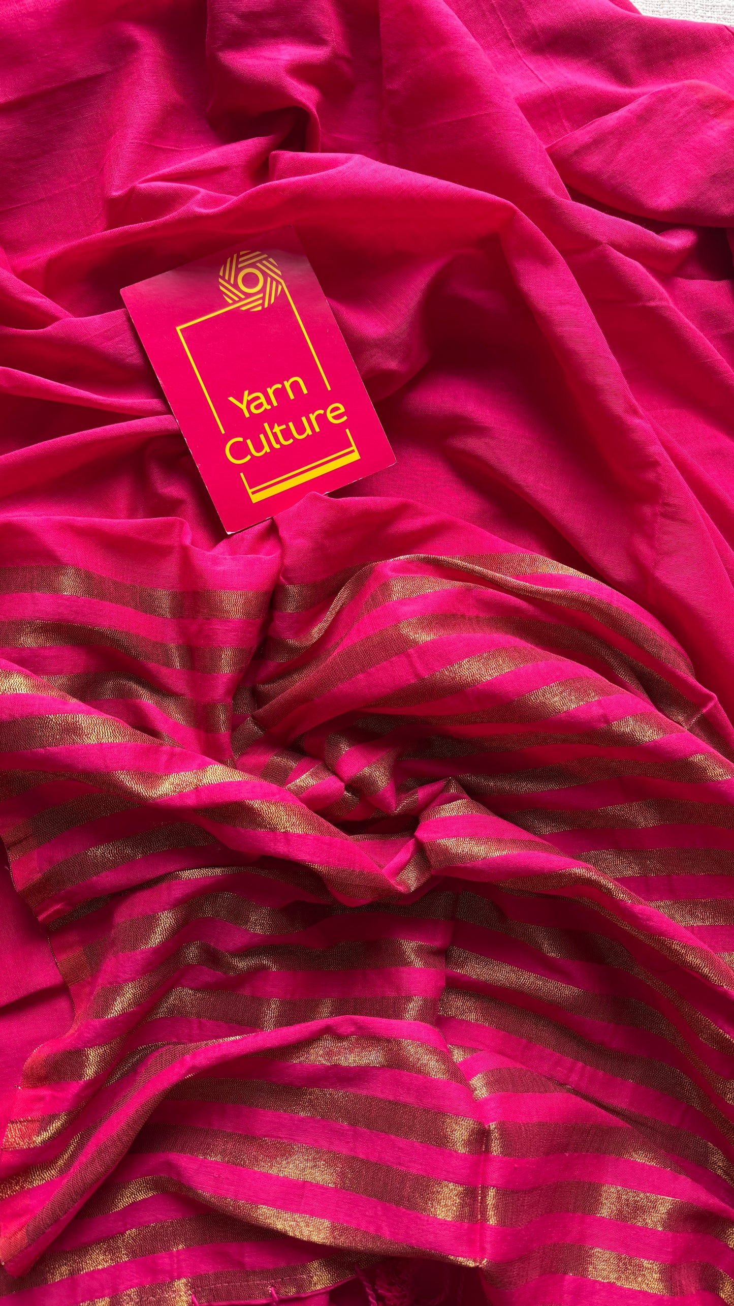 Hot pink khadi with antique gold pallu - YCBCKZPSE03