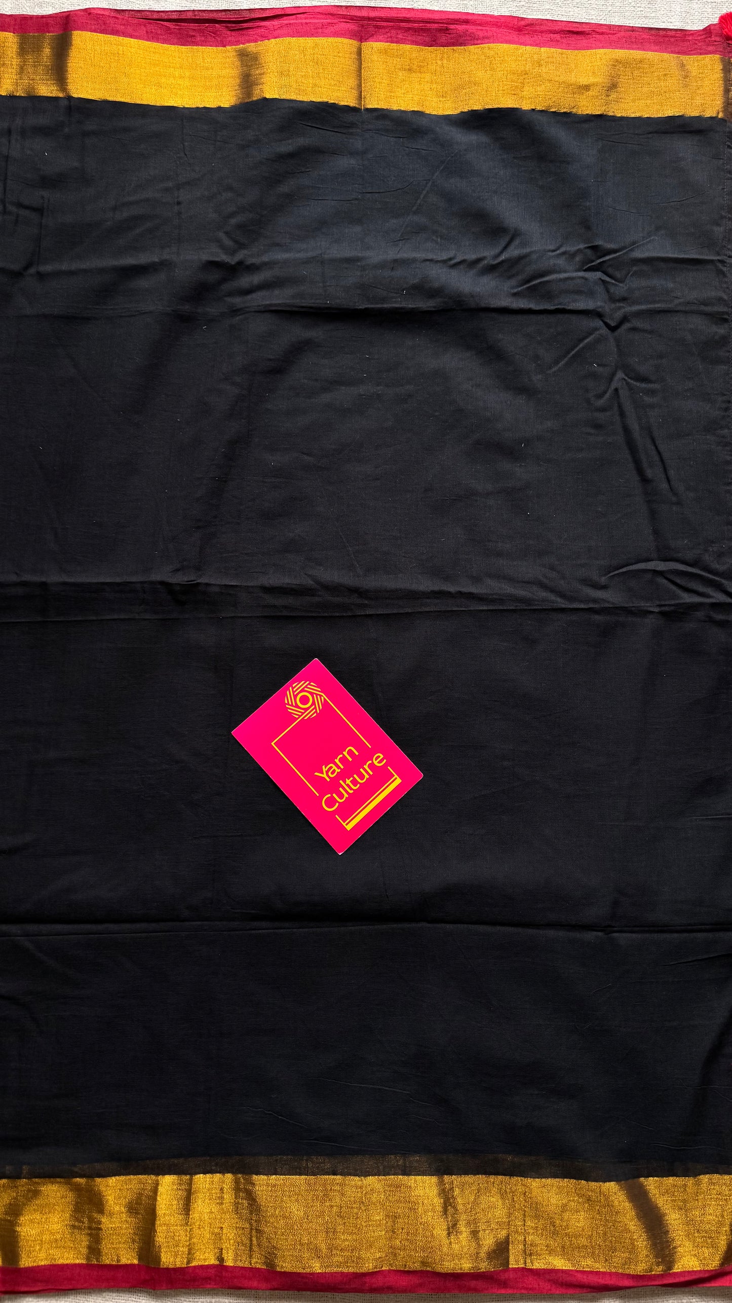 Black mul with antique gold zari border - YCBCMCLSE23
