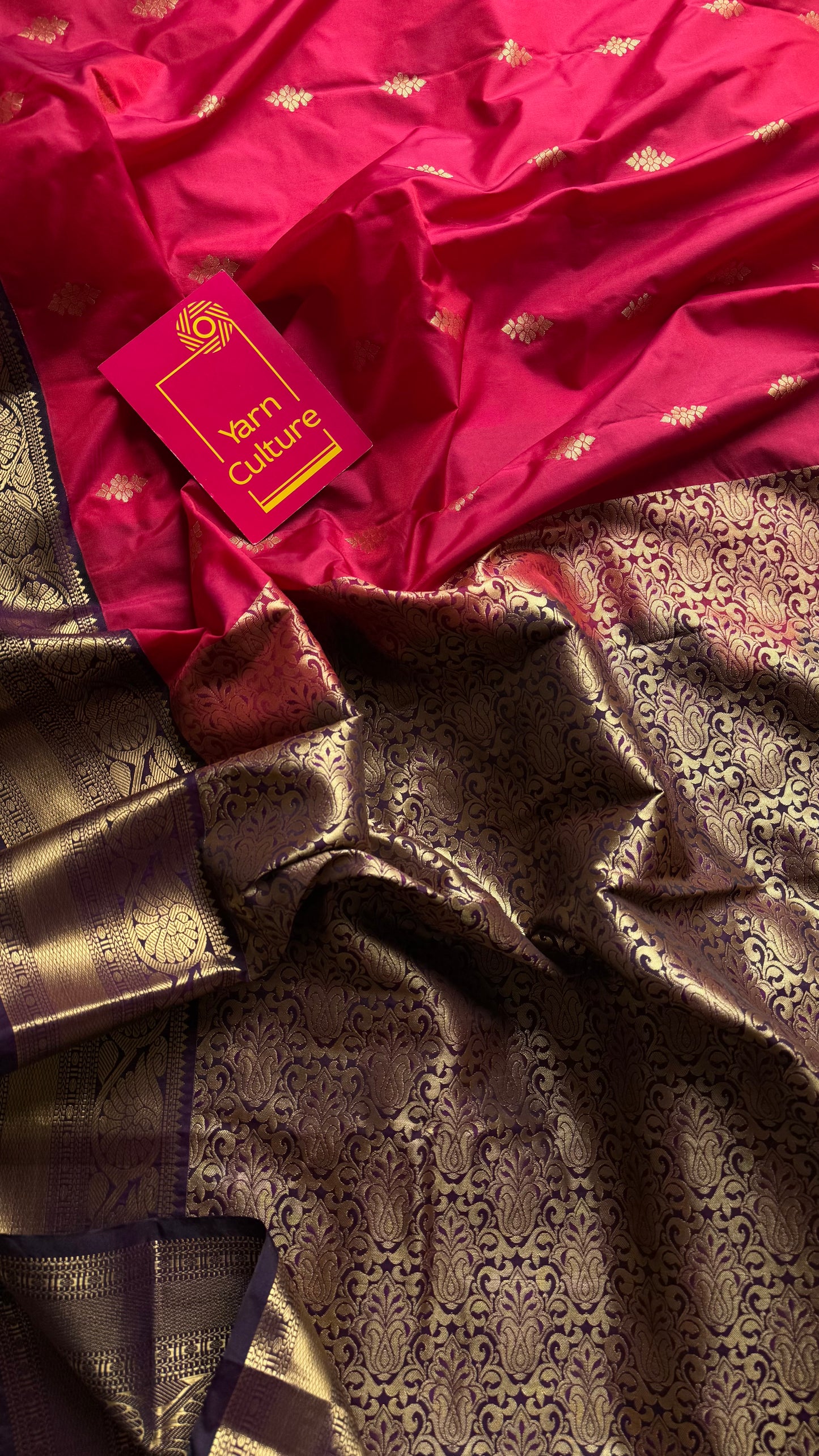 Vamika - rani pink with deep grape purple, handloom korvai semi silk - YCCOTNFEJUKS05