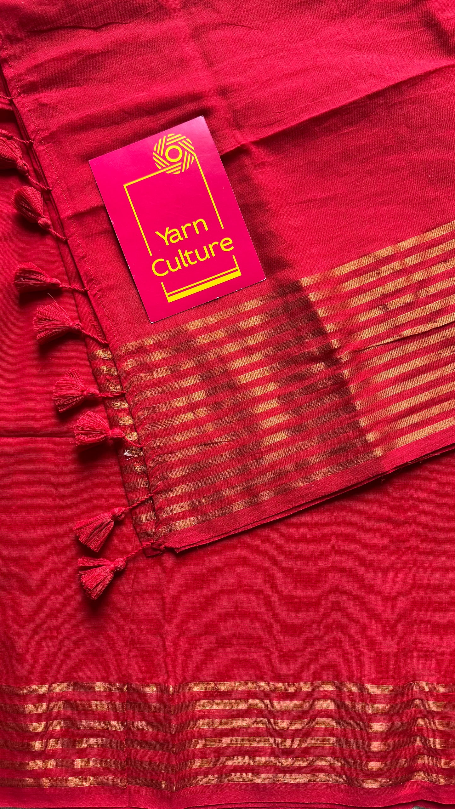 Red with antique gold stripes, mul cotton - YCBCJULMS09