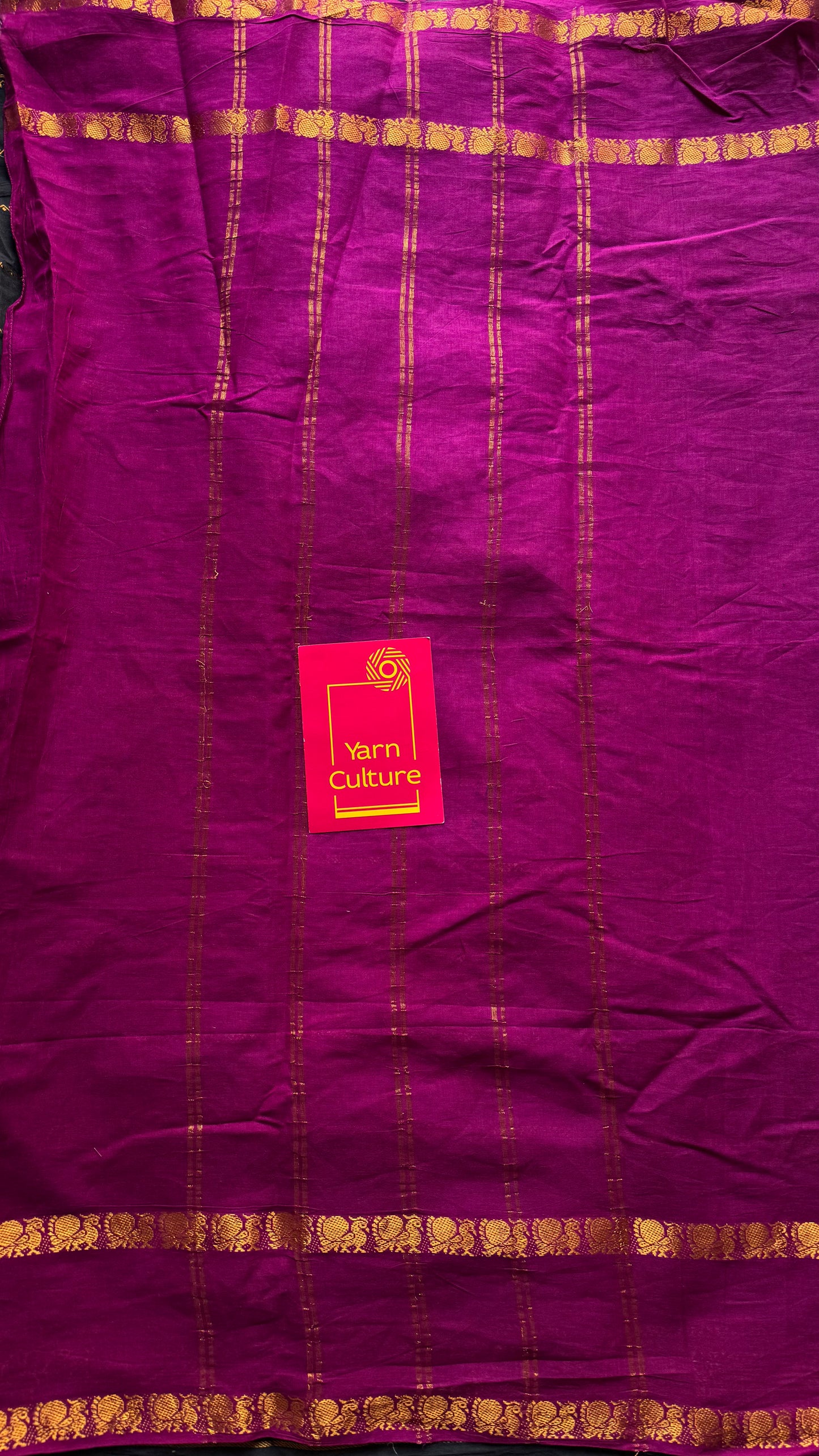 Purple pink (vadamalli) with black, sungudi cotton half-half saree - YCCOTNMSFE359
