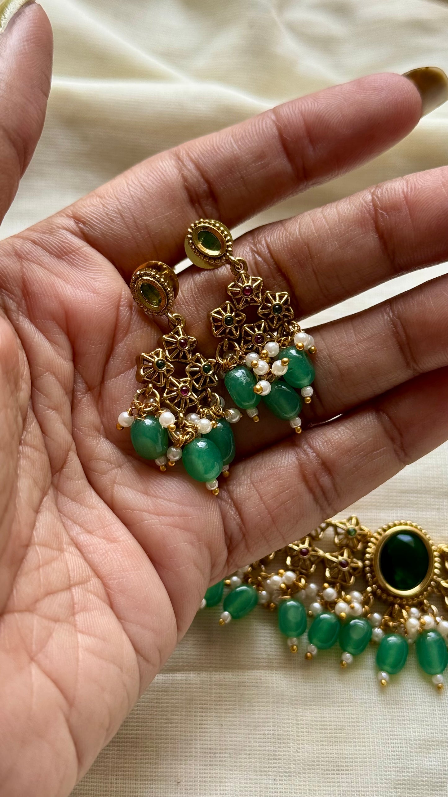 Jadau kundan choker neckpiece with earrings - YCAGNP268