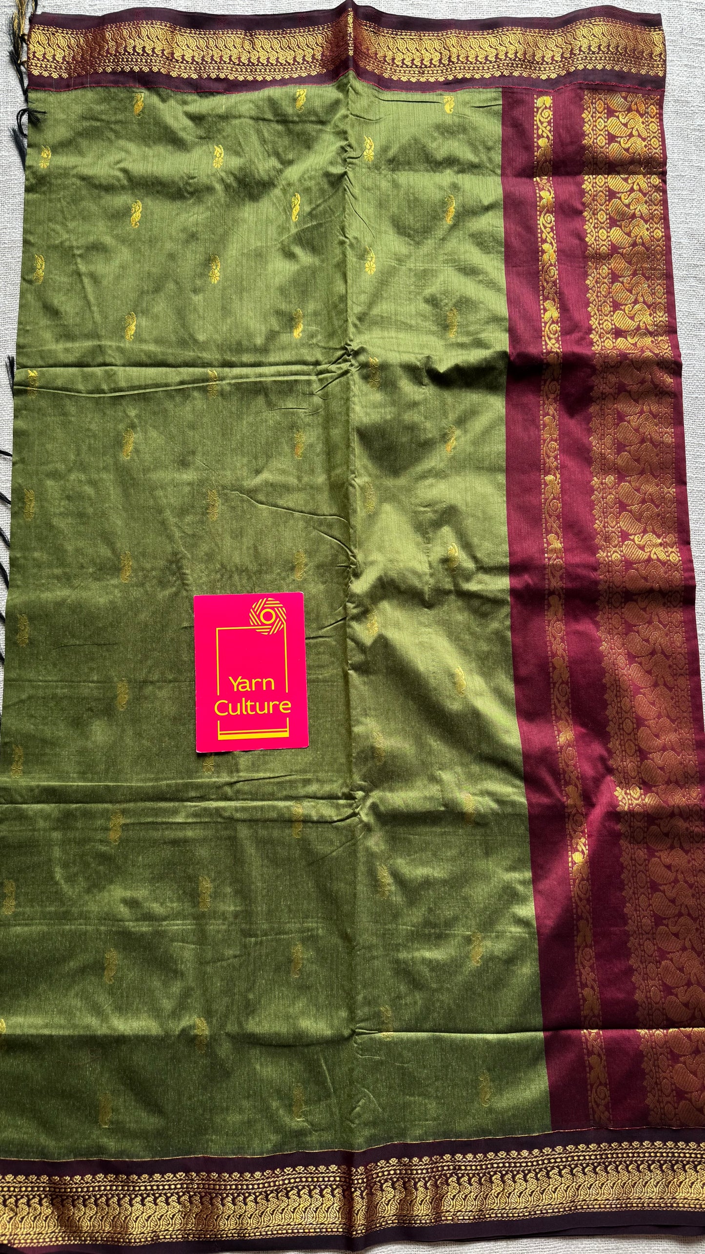 Green with maroon - cotton silk - YCCOTNSEKCS01