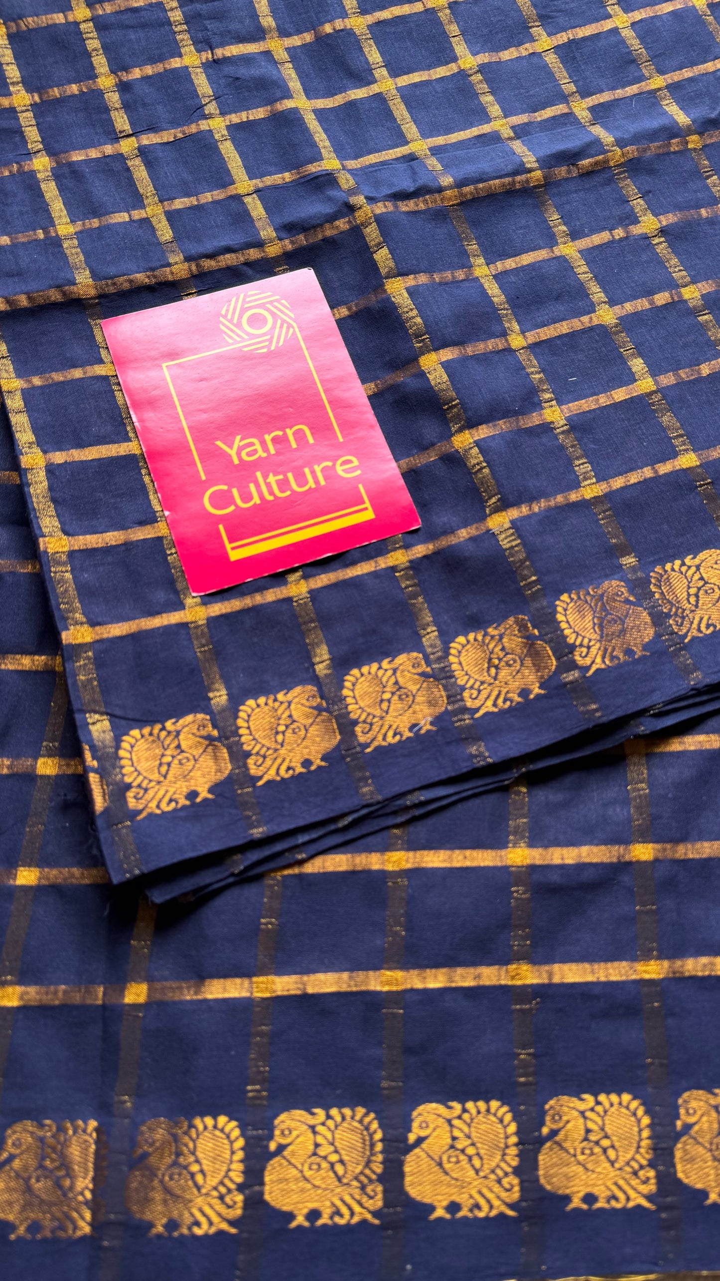 Navy blue pavithra kattam sungudi, madurai cotton - YCCOTNSEMS05