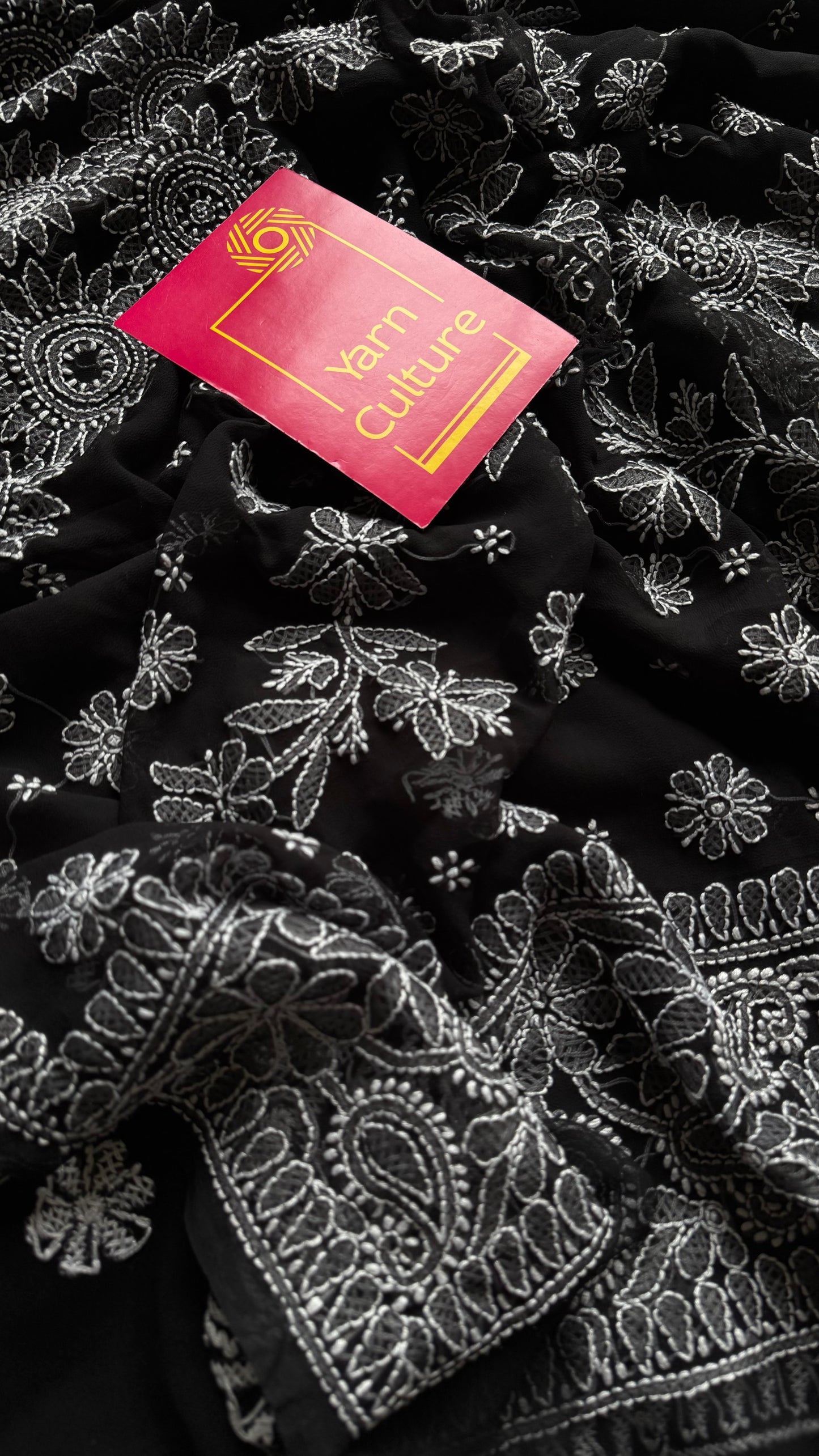 Tariq-e-Noor (path of light) - Black Chikankari, georgette YCSLCJULCK03