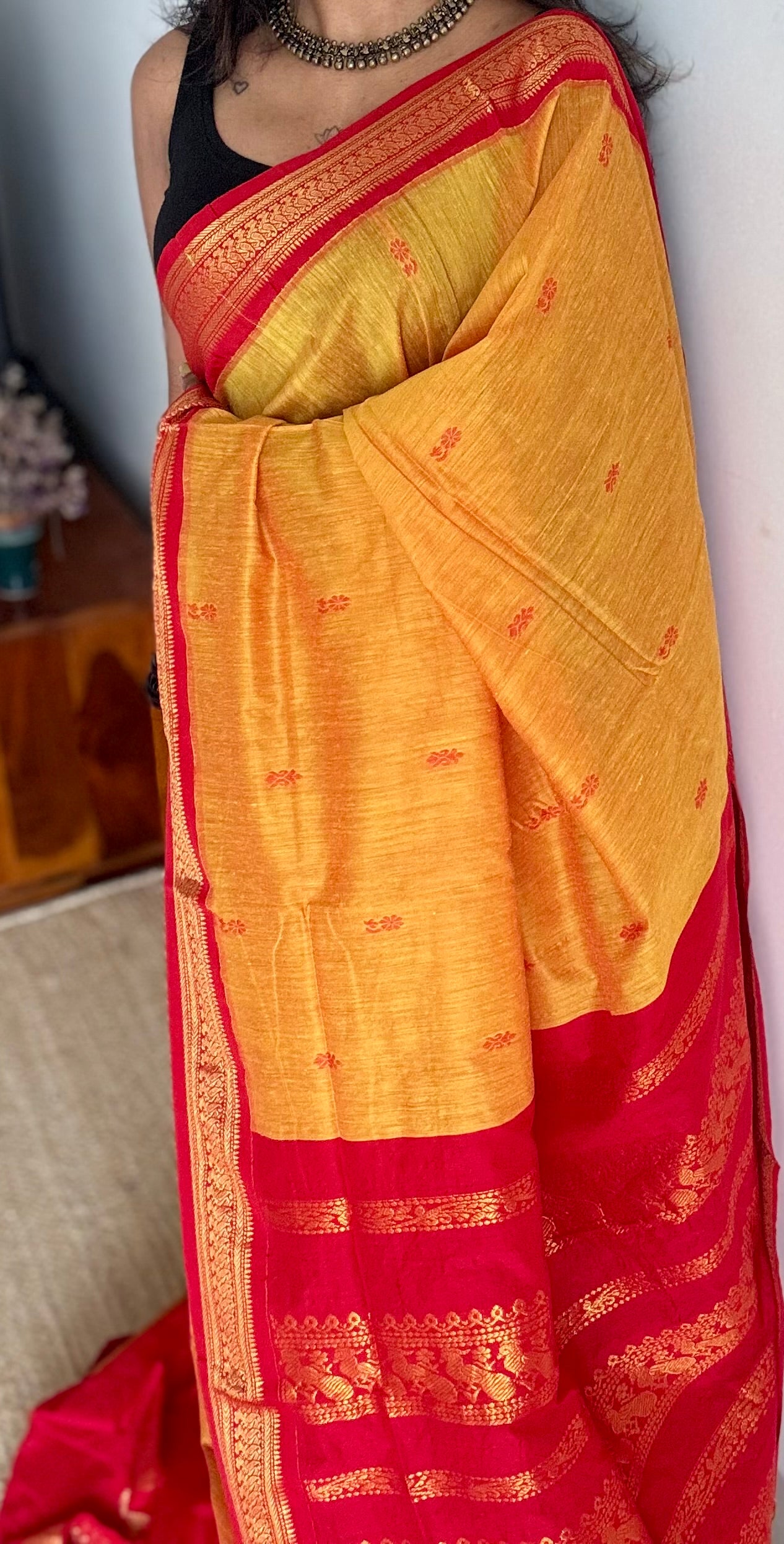 Yellow with red - cotton silk - YCCOTNSEKCS02