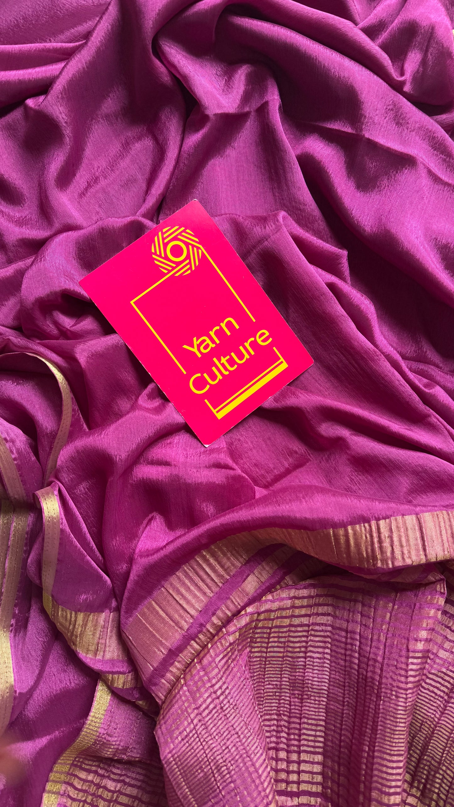 Dusty pink chiffon with thin gold zari border - YCDESE22