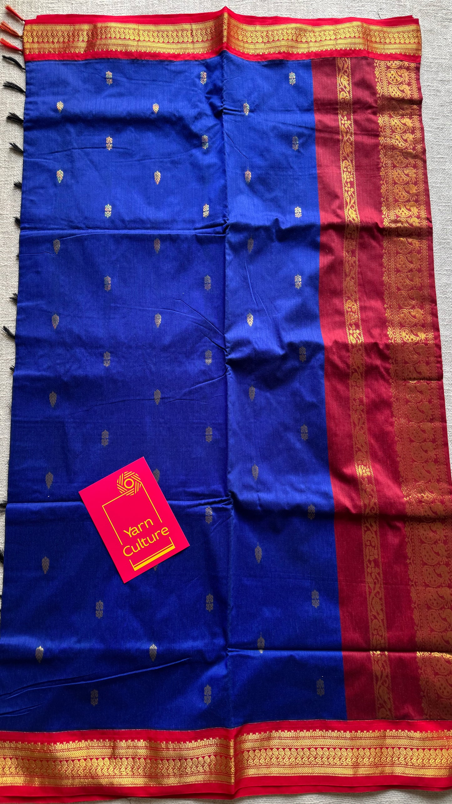 Royal blue with red, cotton silk - YCCOTNOCKCS13