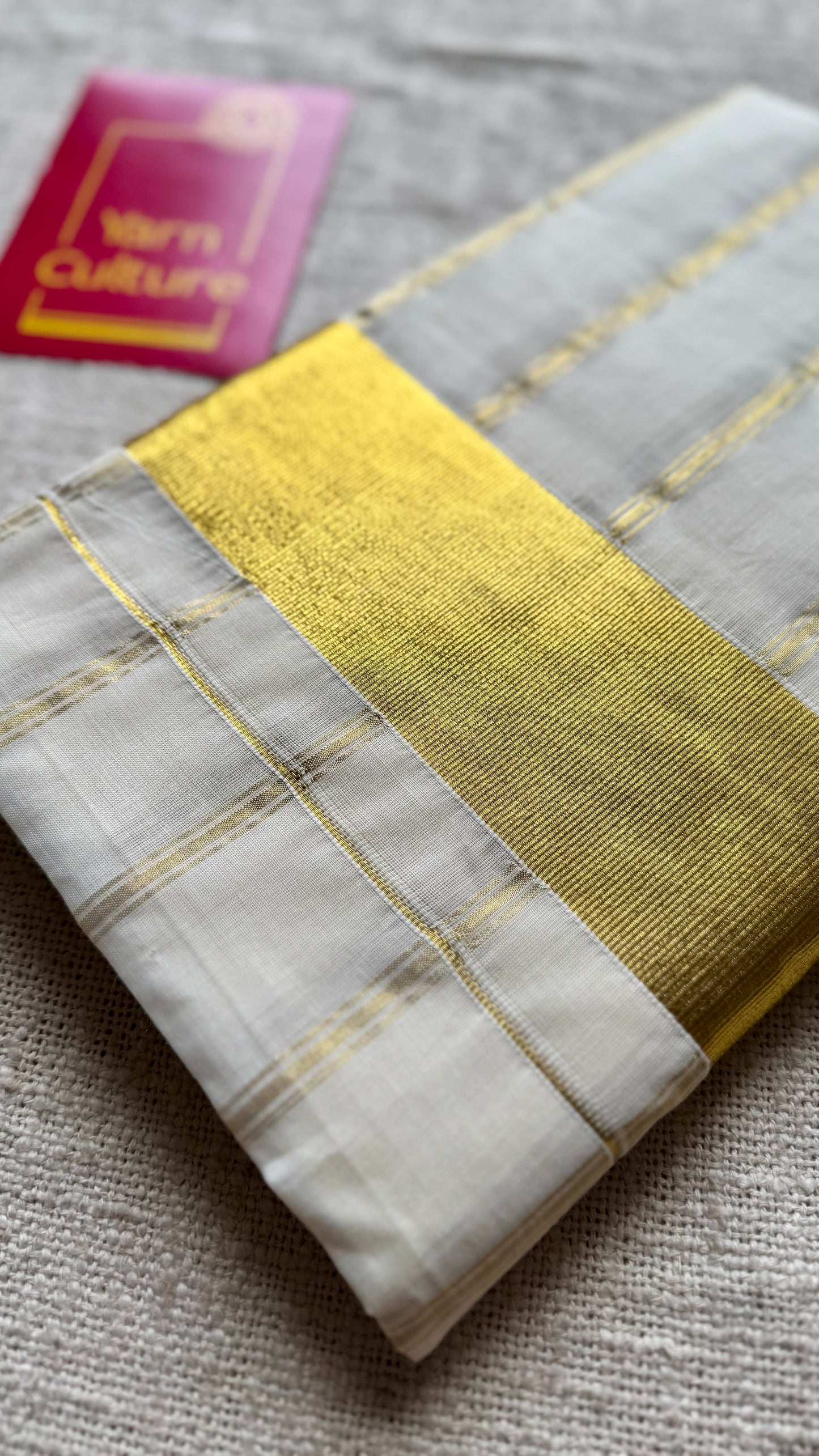 Ivory and gold stripes, kerala soft cotton - YCON25MC270