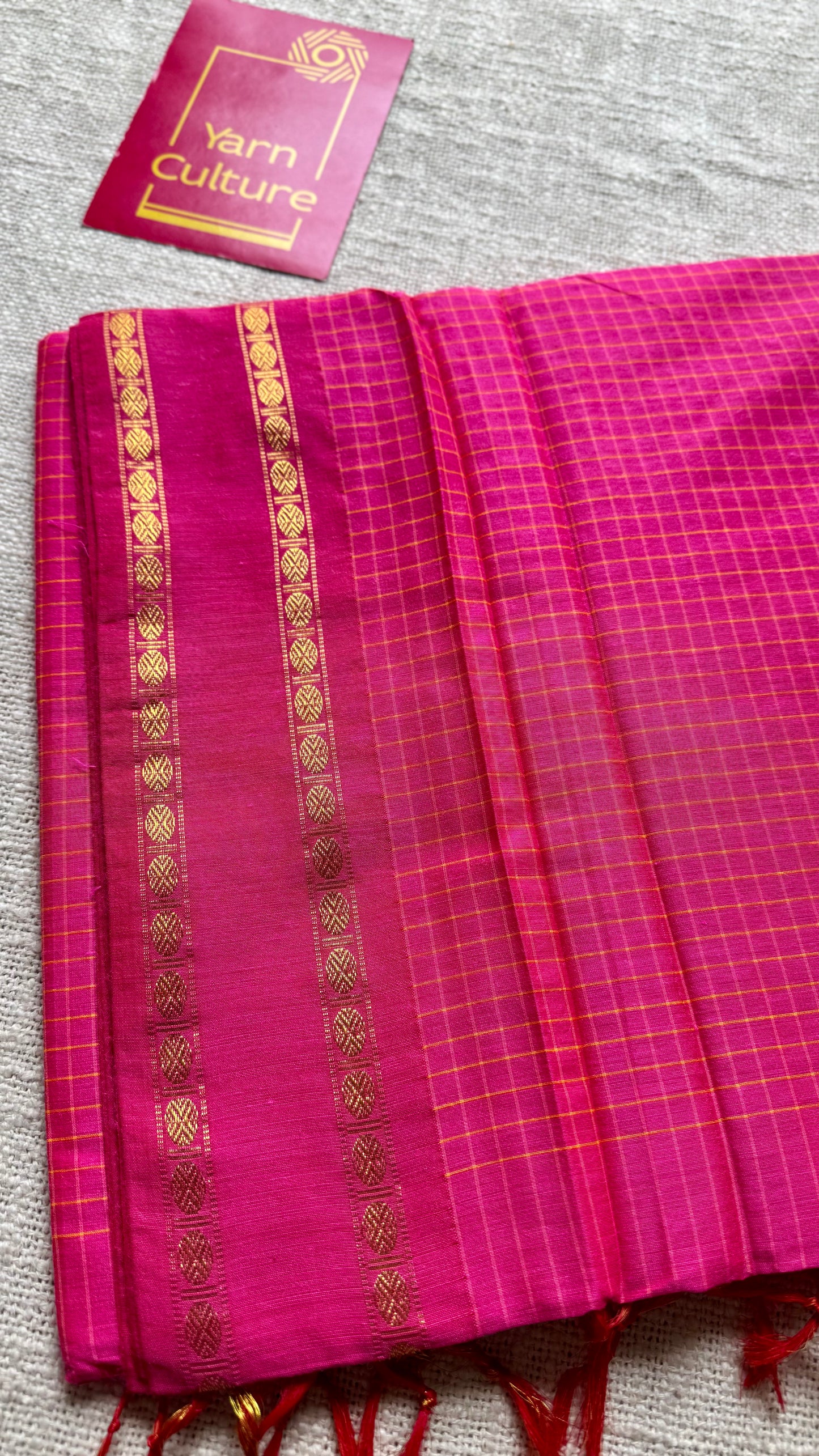 Hot pink, arani checks, cotton silk - YCCOTNJUAR07