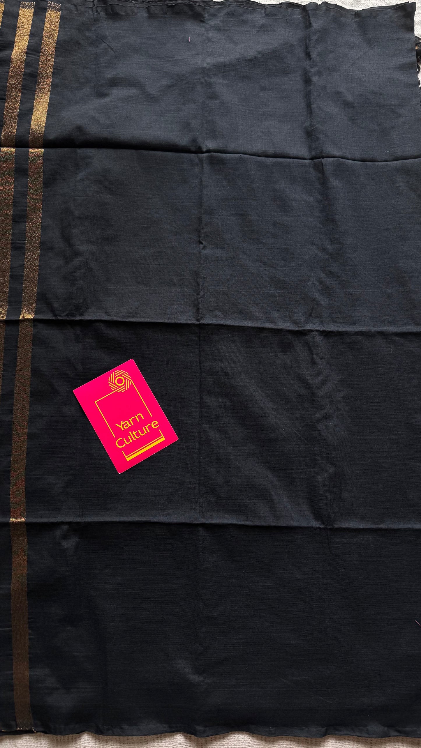 Black khadi with antique gold pallu - YCBCKZPSE01