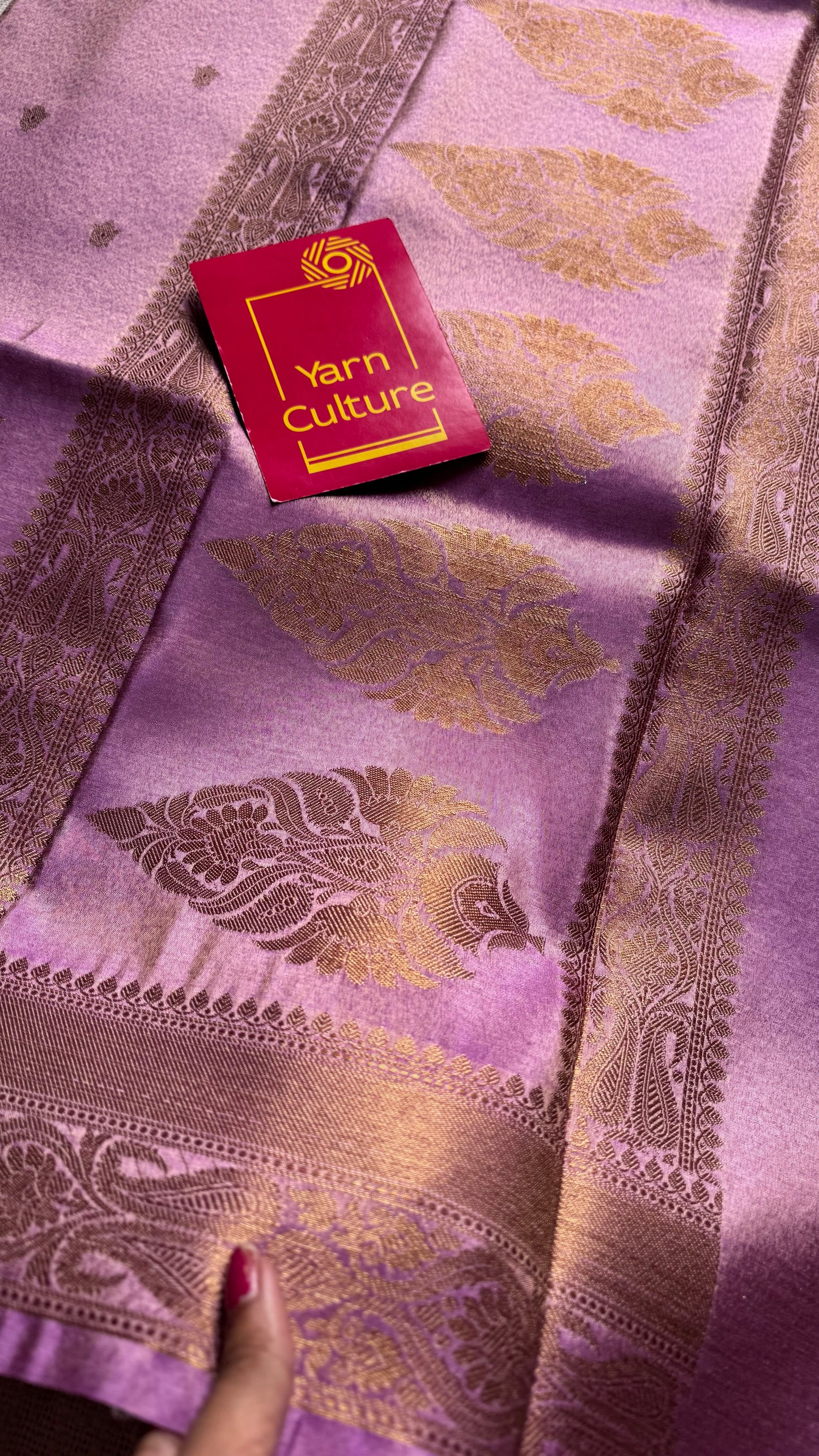 Lilac with gold dual tone, Banarasi semi-silk - YCDESE08