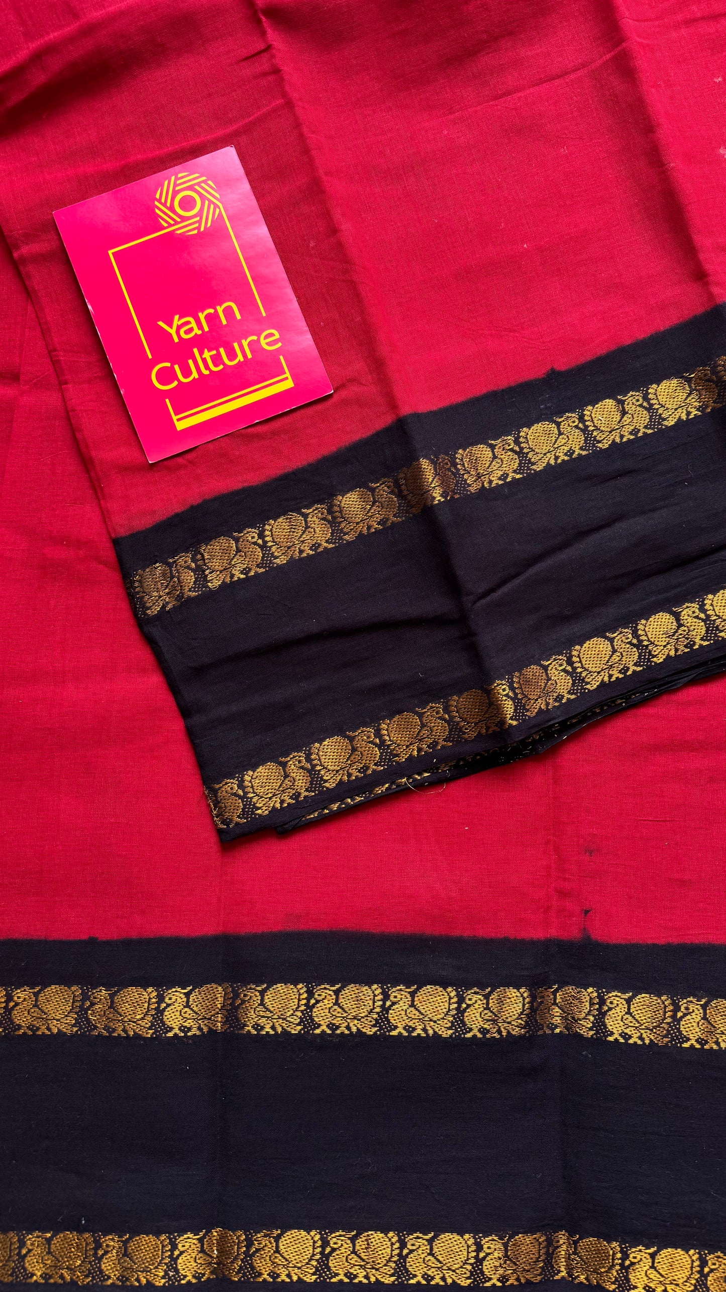 Carmine red and black, rettaipettu peacock double border, madurai soft cotton - YCCOTNAURS4