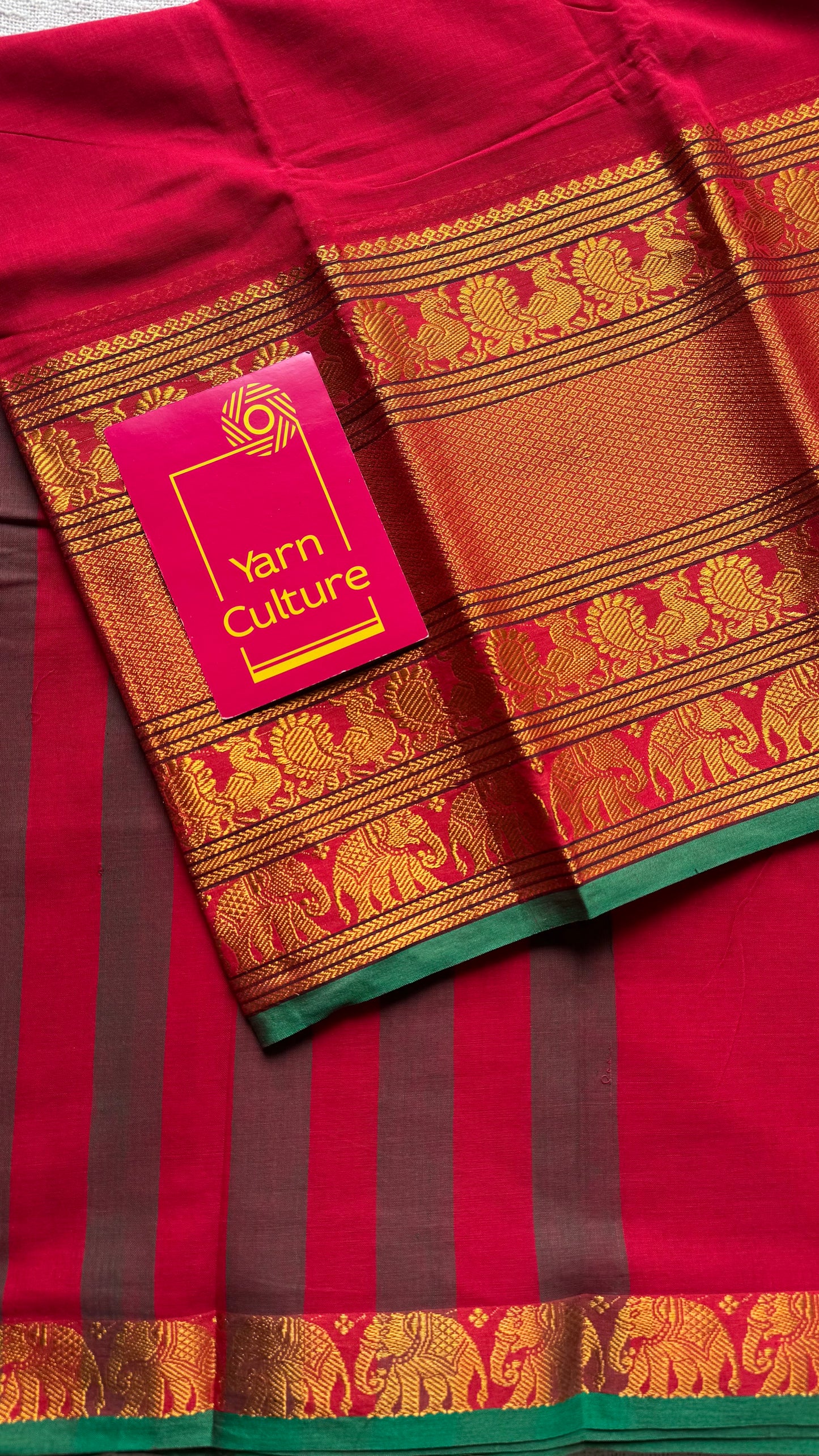 Red with broad zari border, premium narayanpet, soft cotton - YCWOTDFEBB07