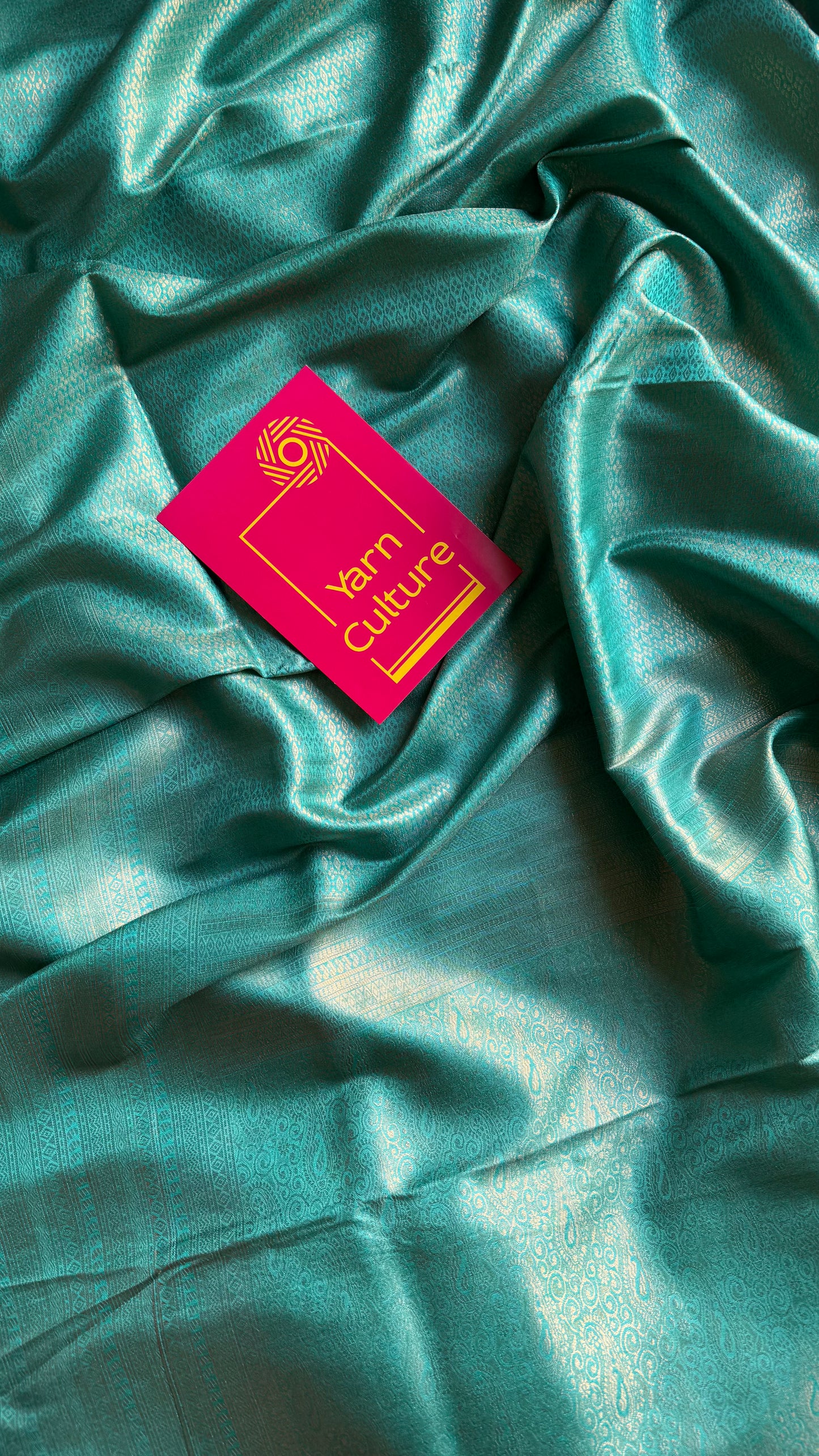 Firozi blue, antique gold zari, semi -silk - YCDOSOCSS03