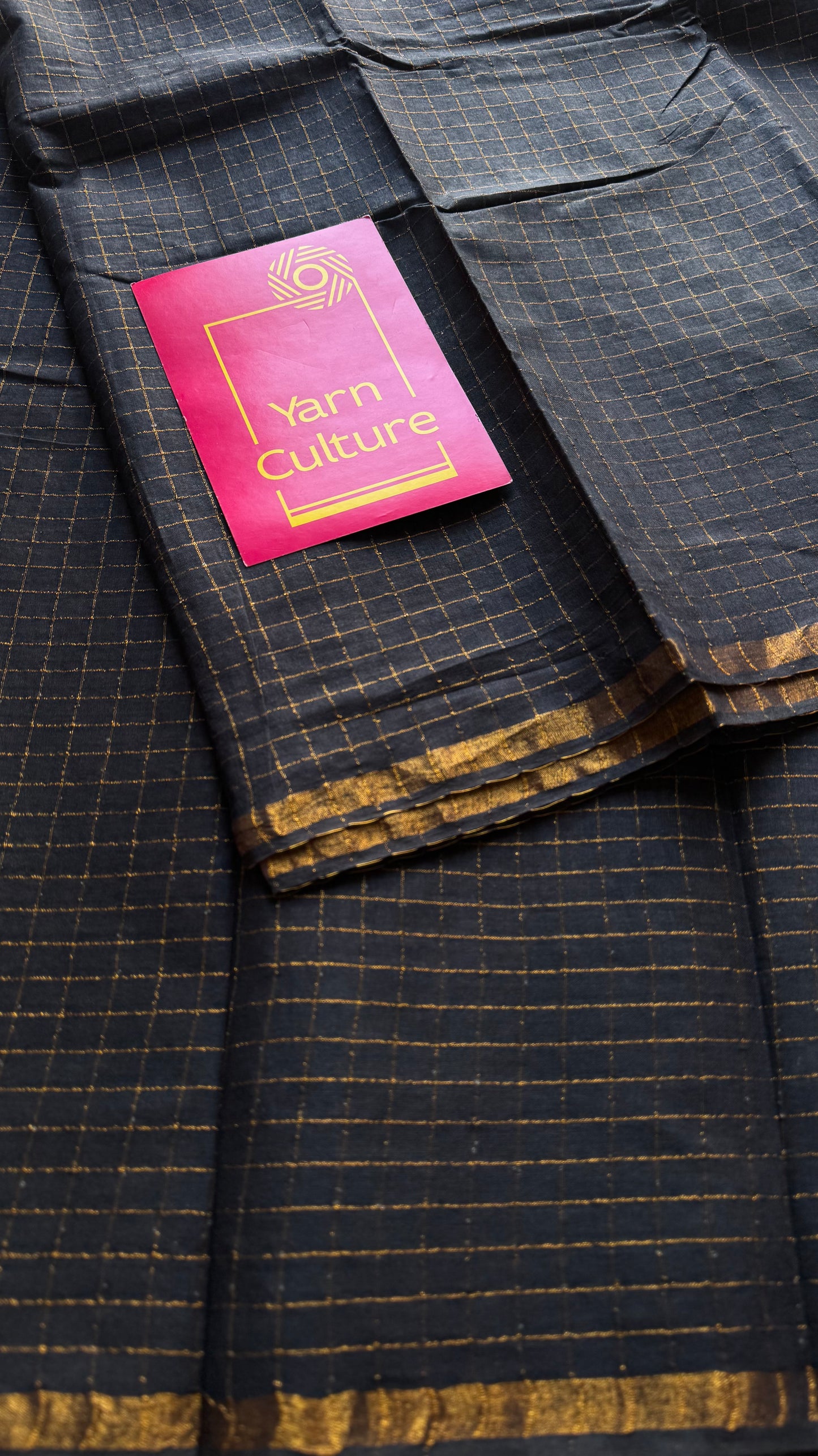 Black mini kattam kattuchayam dyed madurai cotton saree - YCCOTNMSFE109