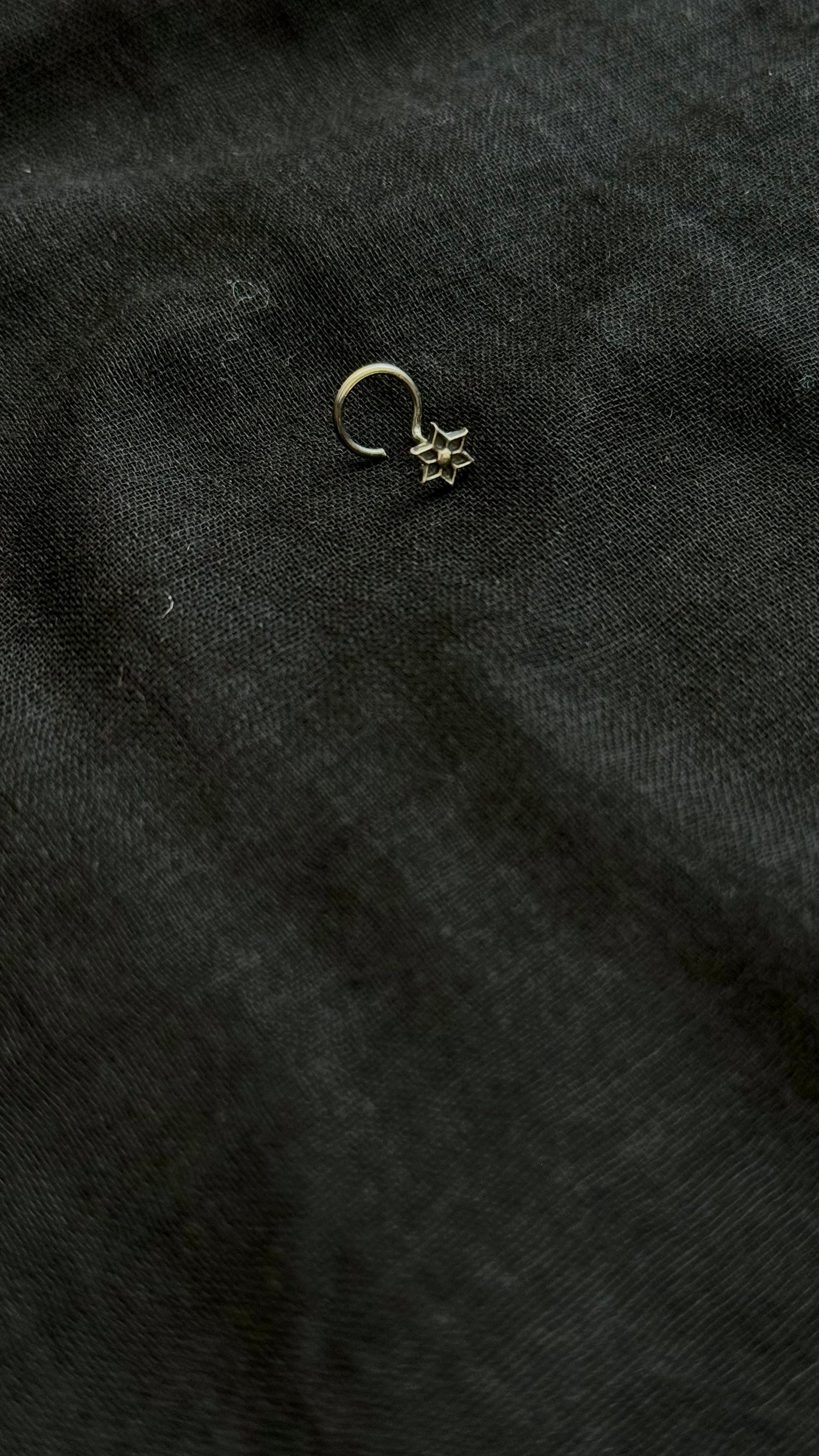 Small floral nose pin, intricate pattern in pure silver - YCNPP31