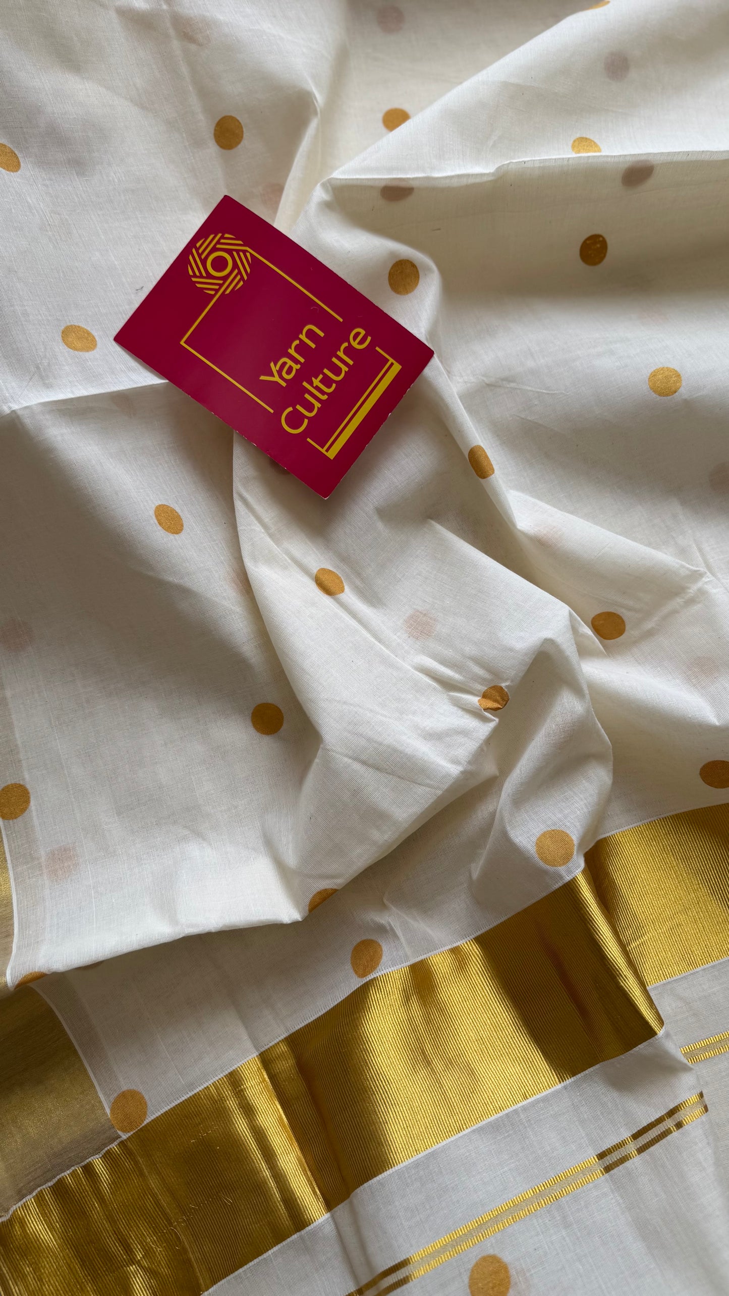Ivory and gold with buttas, kerala soft cotton - YCON25KCPD253