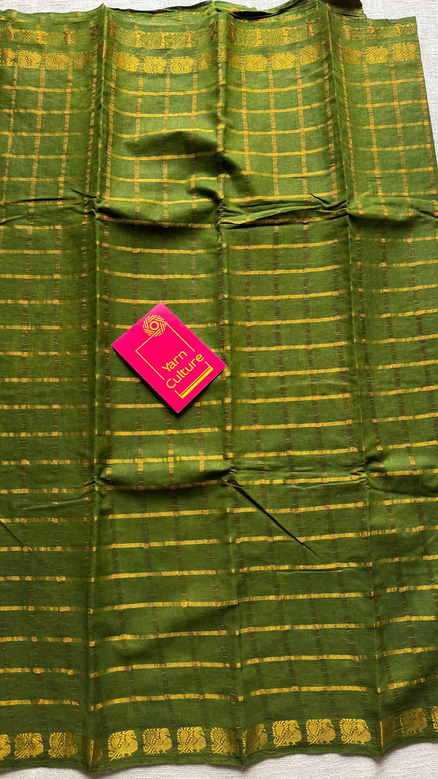 Green pavithra kattam sungudi, madurai cotton - YCCOTNSEMS96