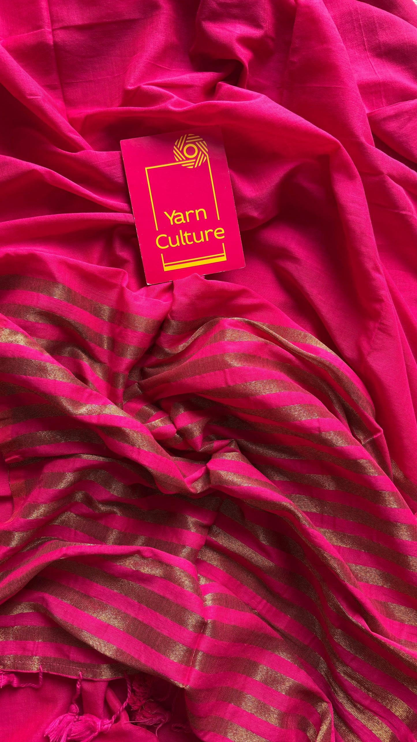 Hot pink khadi with antique gold pallu - YCBCKZPSE03