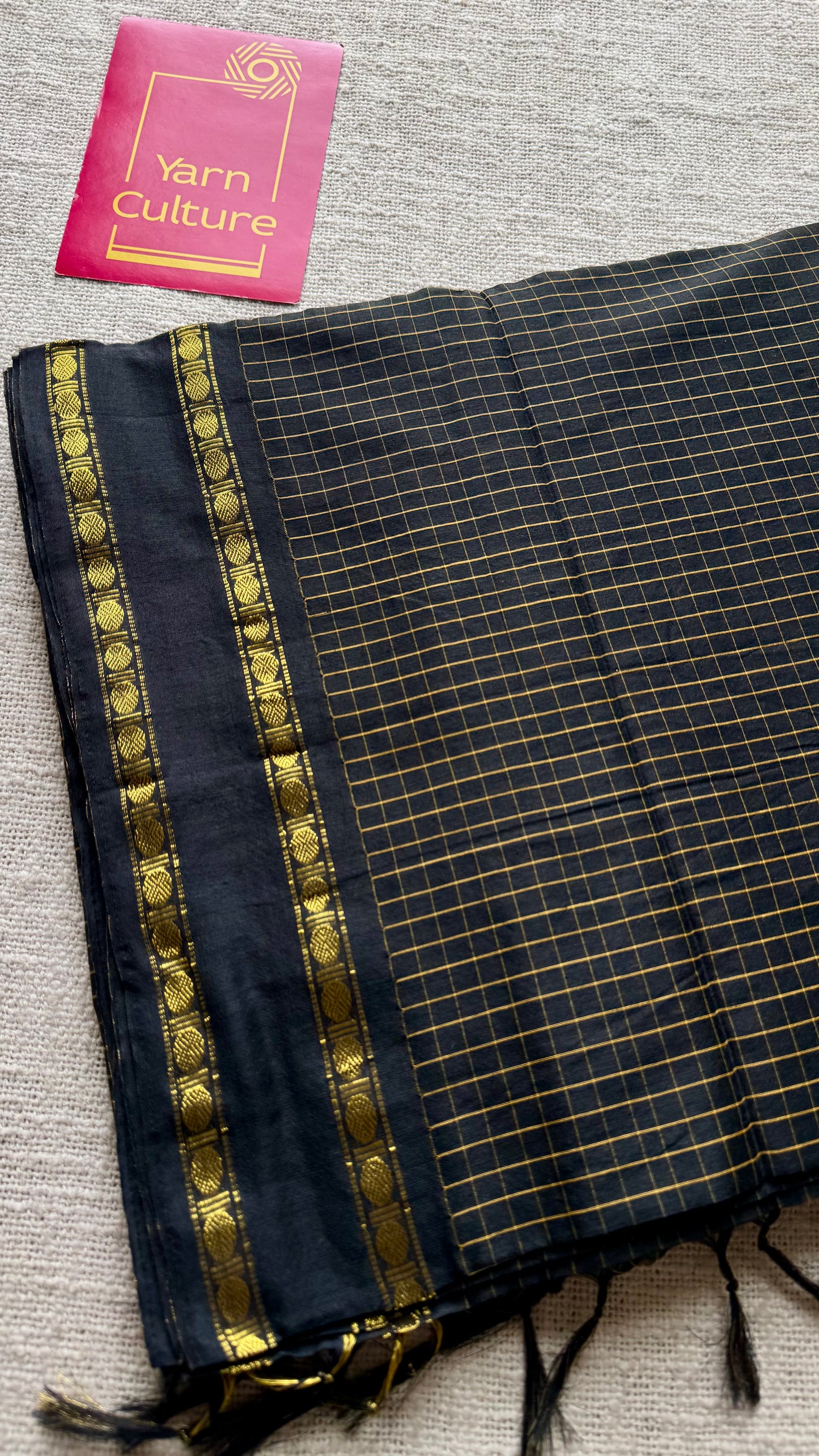 Black, arani checks, cotton silk - YCCOTNJUAR16