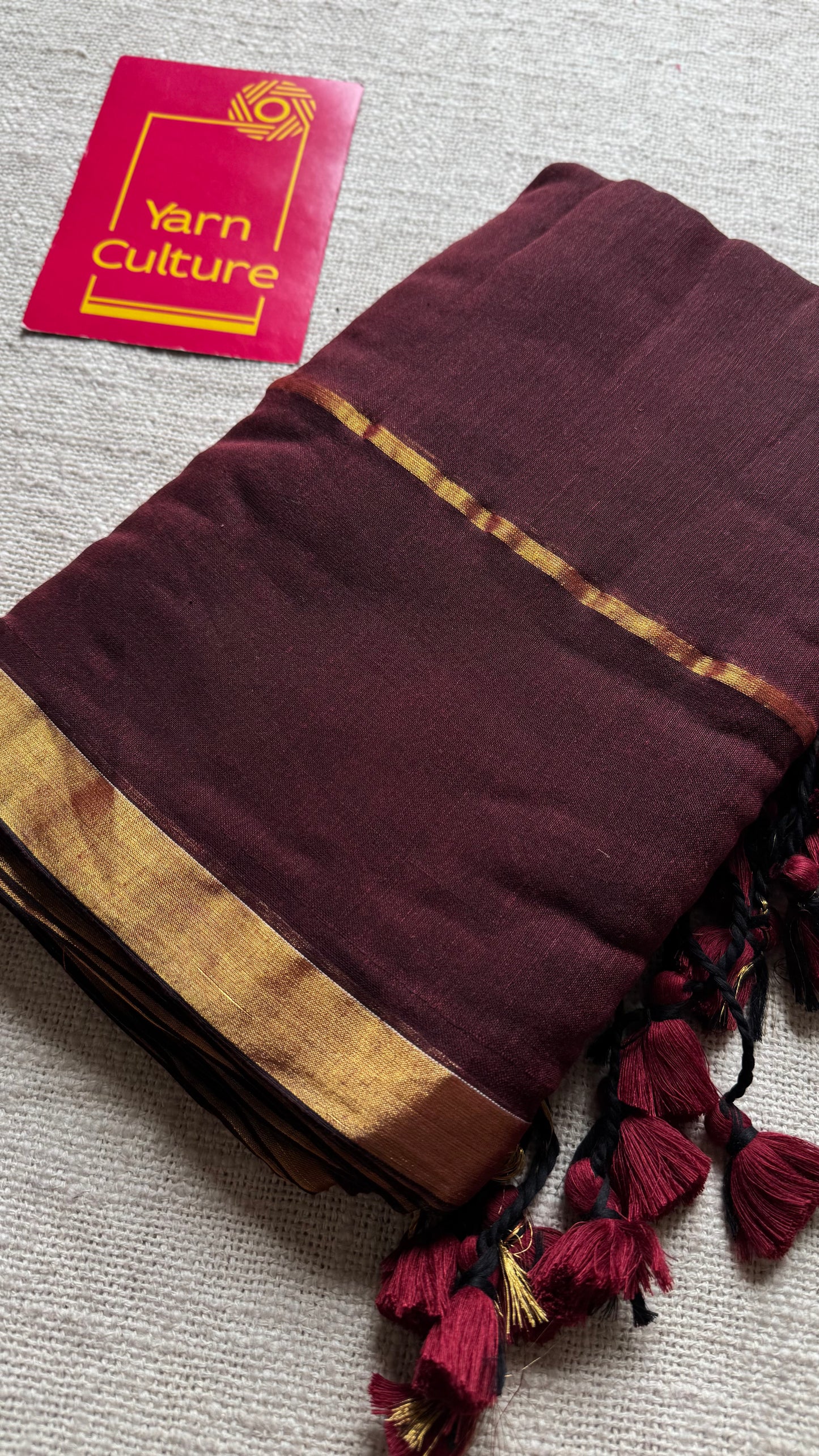 Brownish red dual tone mul, antique gold zari, gap border pattern - YCBCMCGZSE72