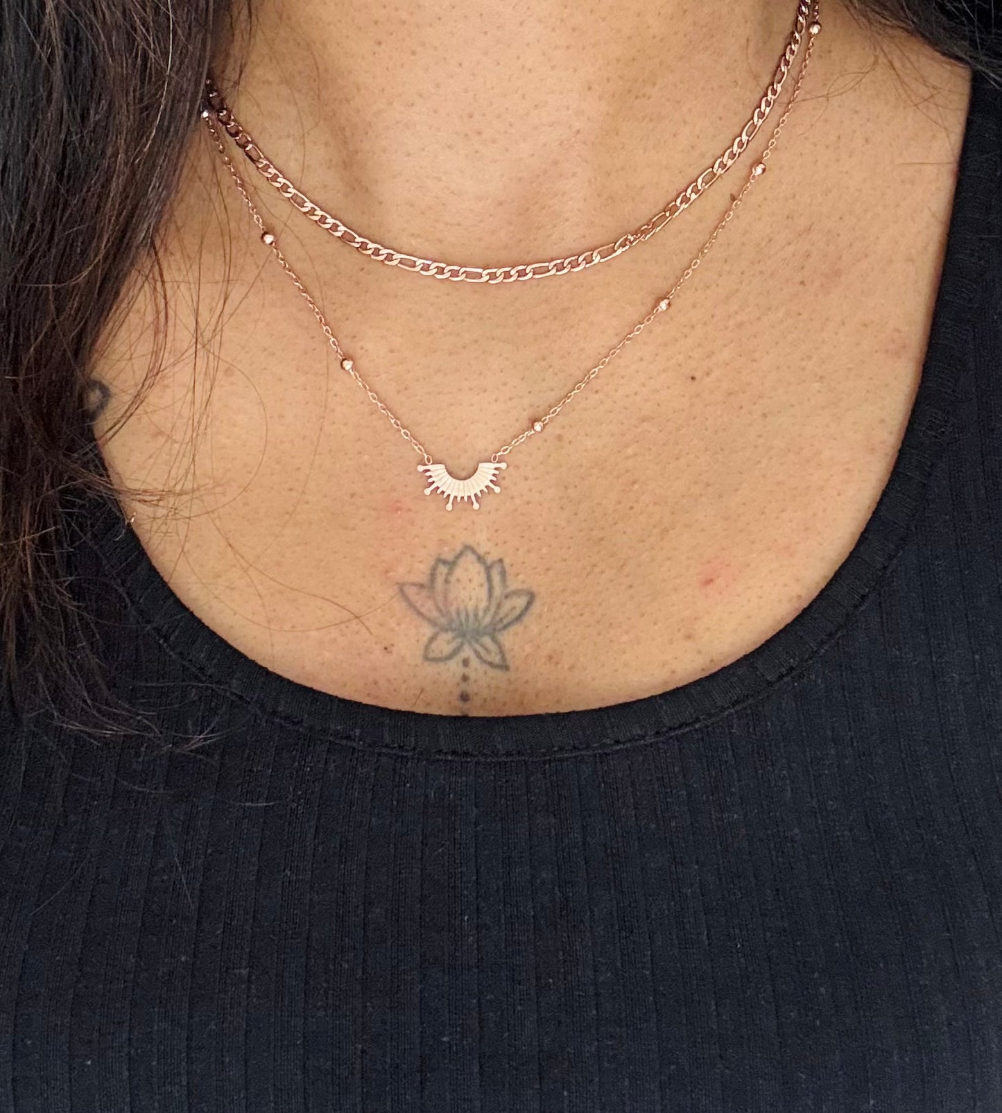 Rose gold plated double layered chain - YCGPC397