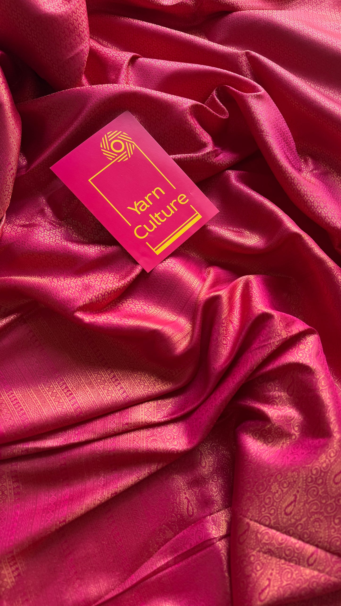 Rani pink, antique gold zari, semi-silk - YCDOSOCSS07