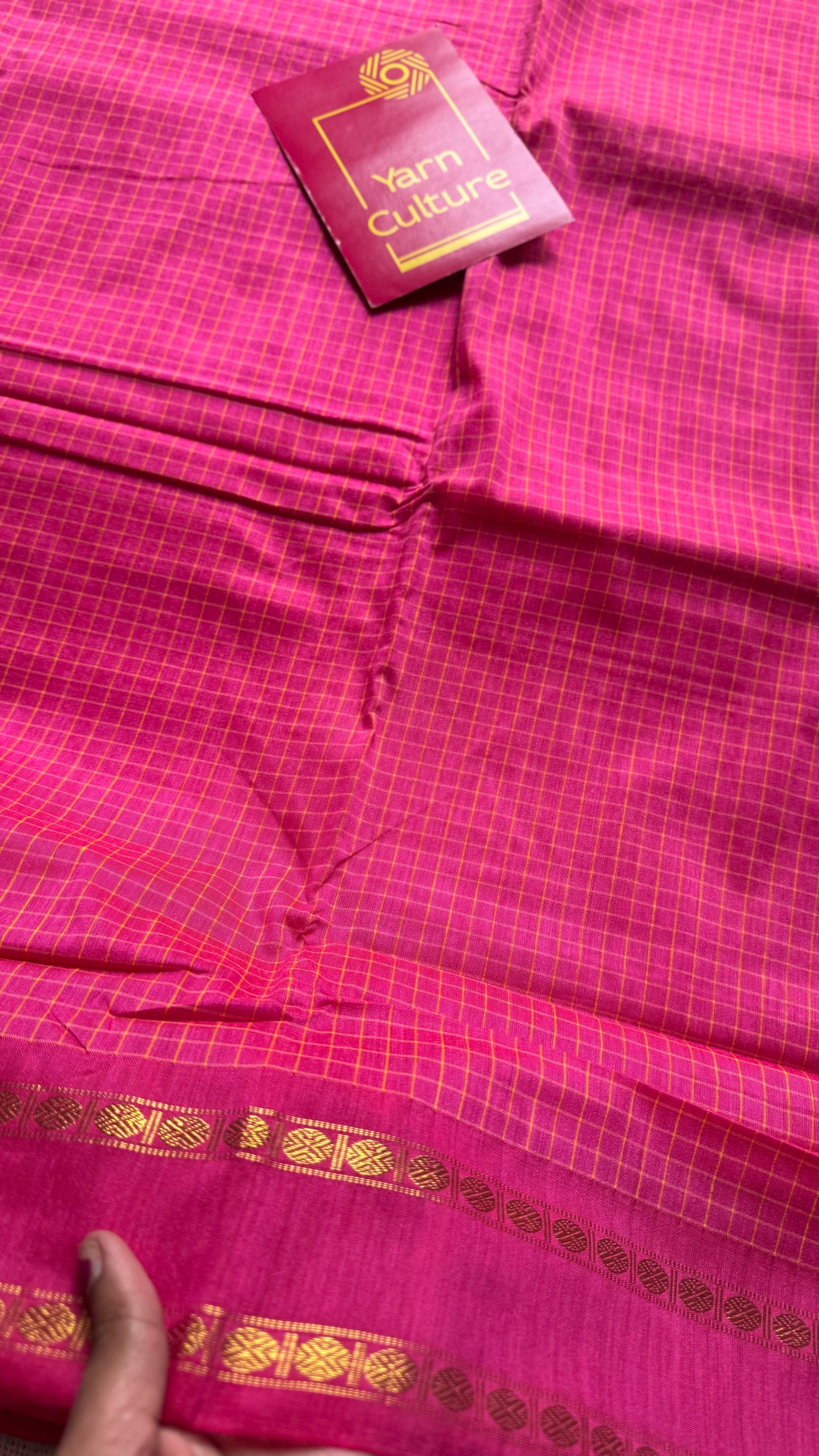 Hot pink, arani checks, cotton silk - YCCOTNJUAR07