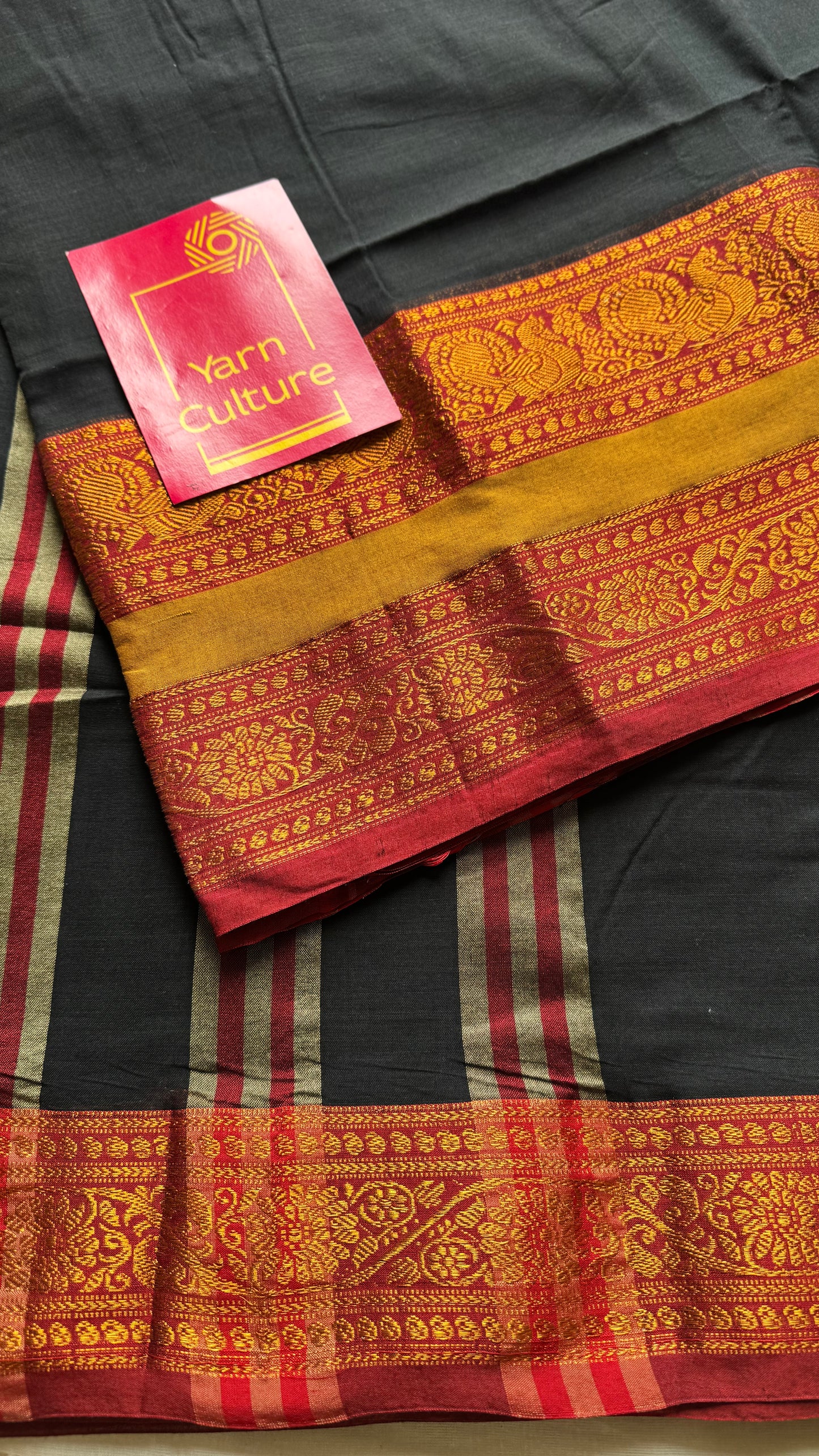 Black with red wide border, narayanpet soft cotton saree - YCWOTDAUG06