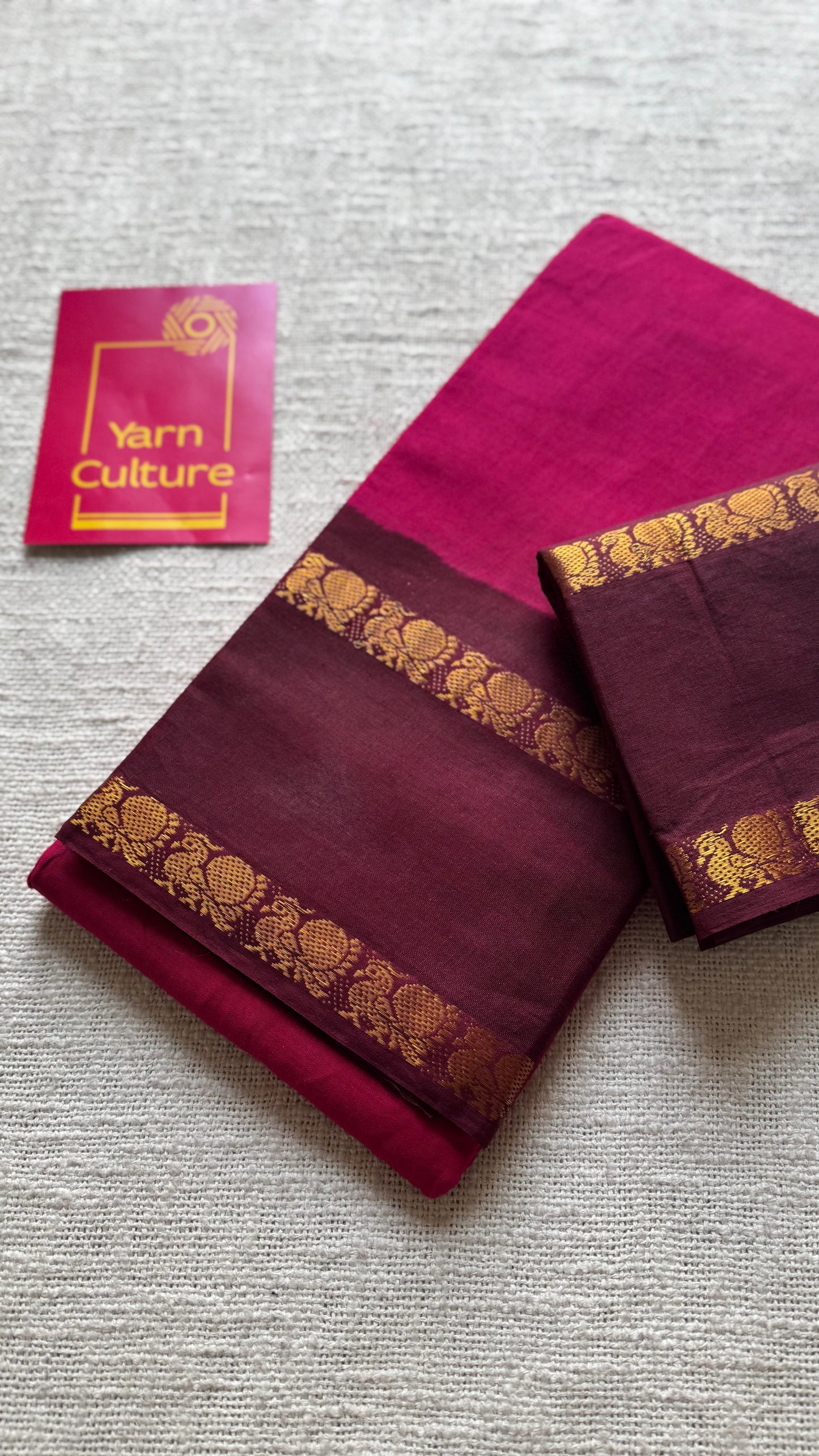 Dark pink with dark maroon sungudi, kattuchayam dyed, madurai cotton - YCCOTNOCSC14