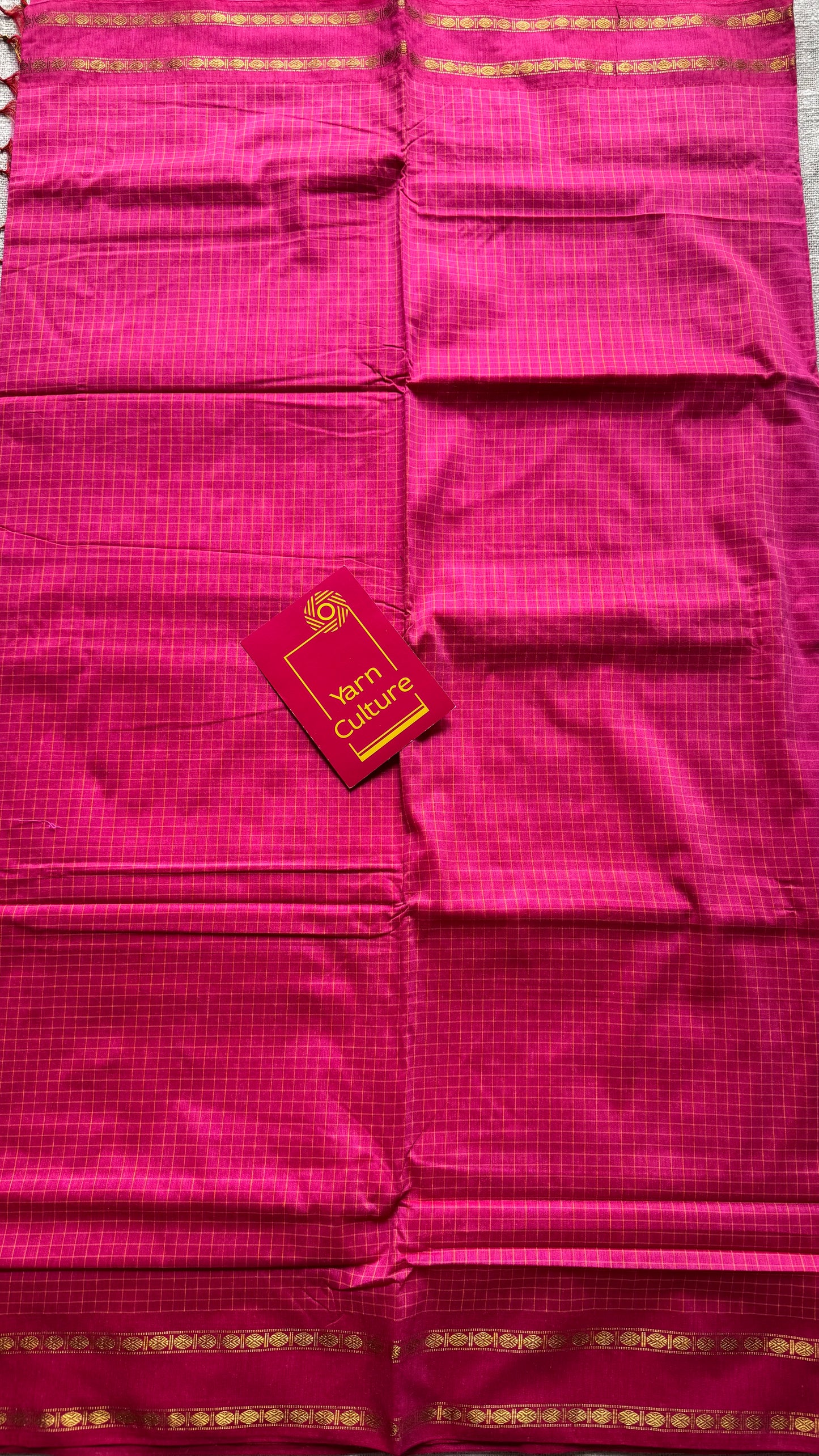 Hot pink, arani checks, cotton silk - YCCOTNJUAR07