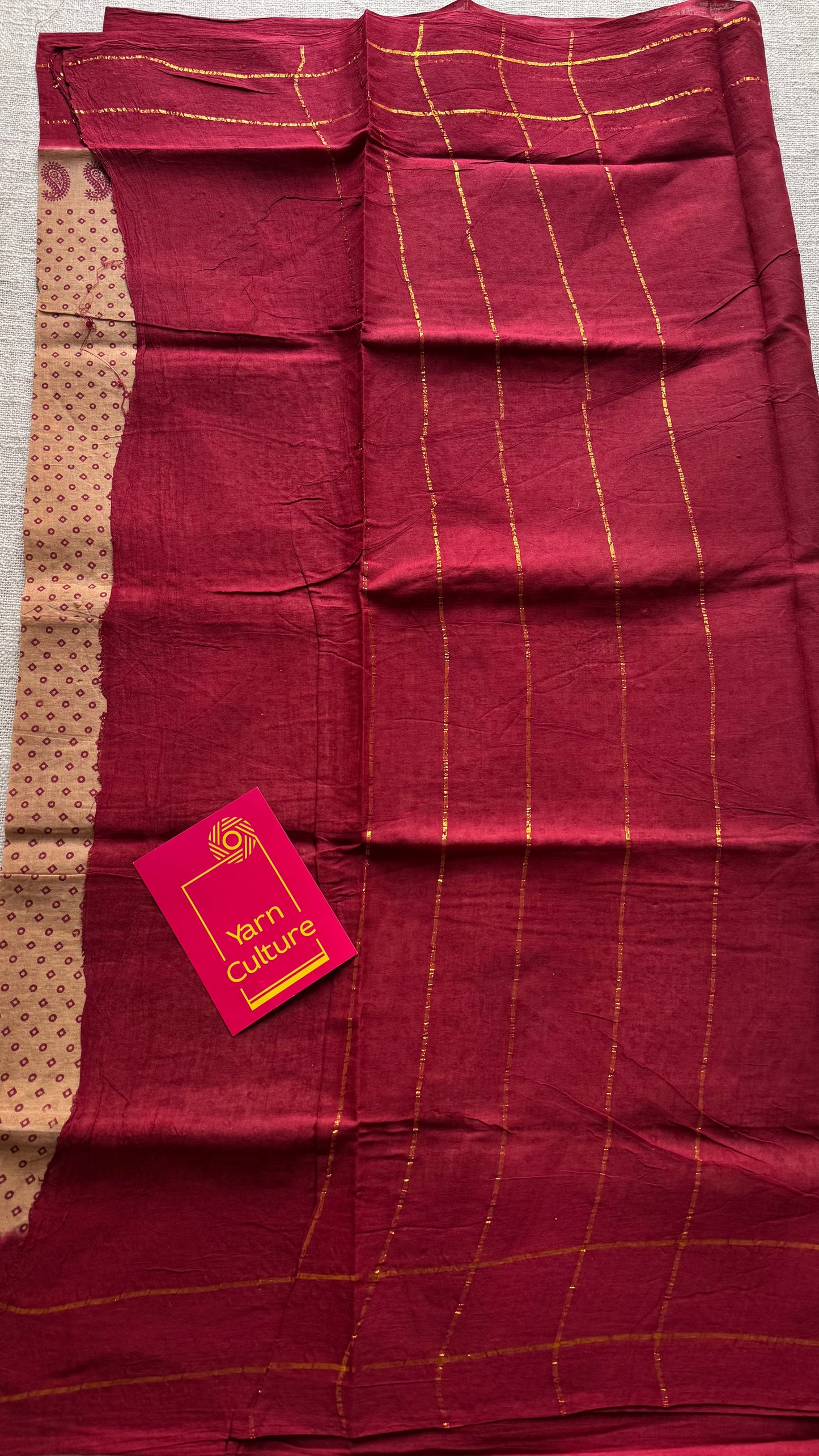 Sandal with red, printed sungudi, madurai cotton - YCCOTNOCSC18