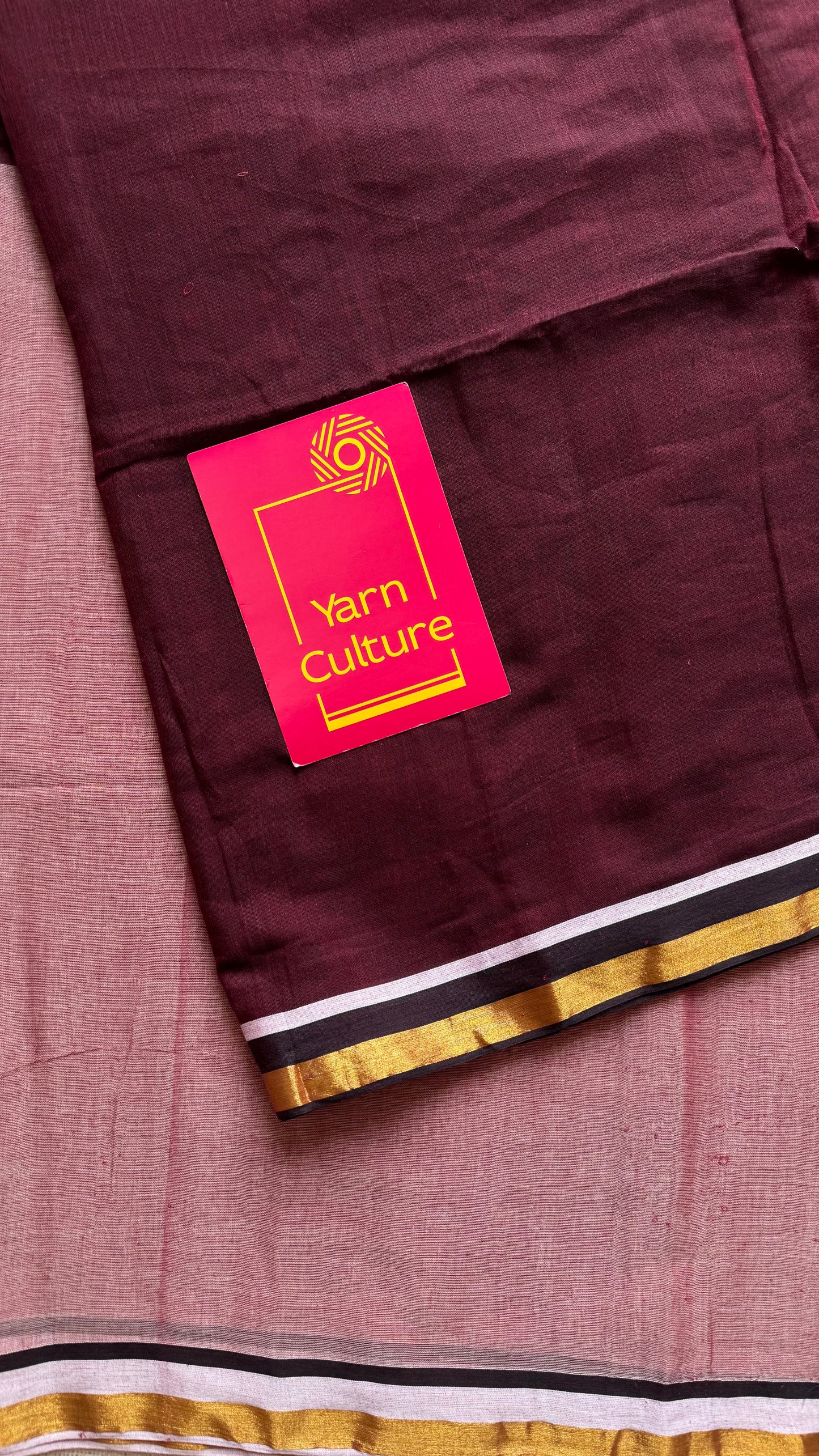 Light and dark maroon mul, thin antique gold zari - YCBCMCLSE29