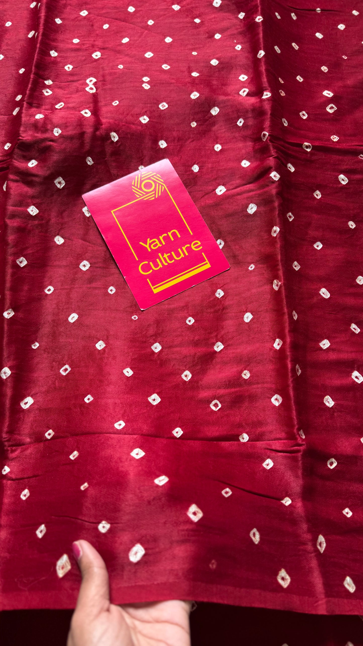 Maroon crushed bandhani modal silk with lagdi patta (zari pallu) - YCDESE31