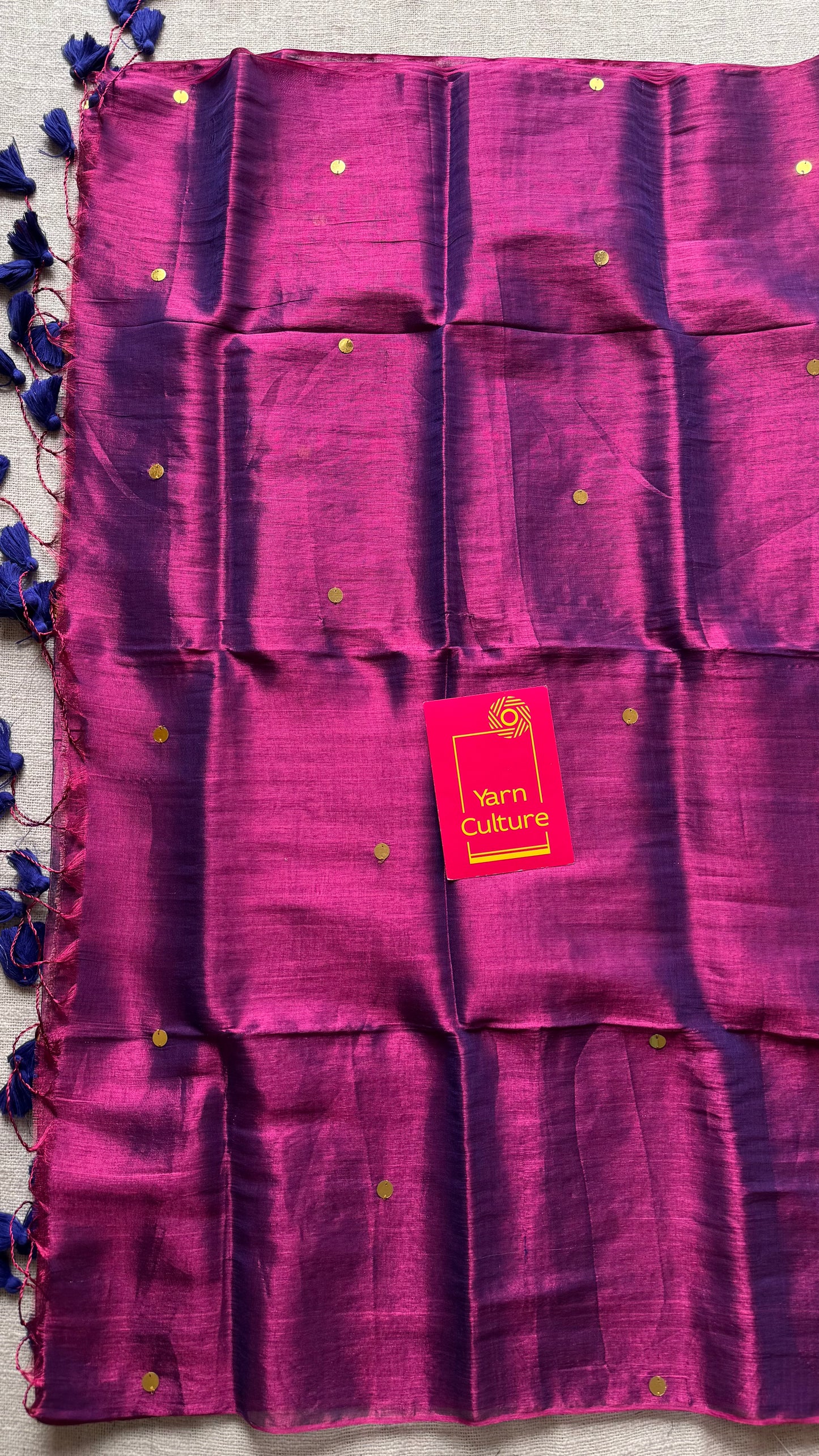 Purple blue double tone, gold sequins, soft mul tissue - YCBCFEMCM30
