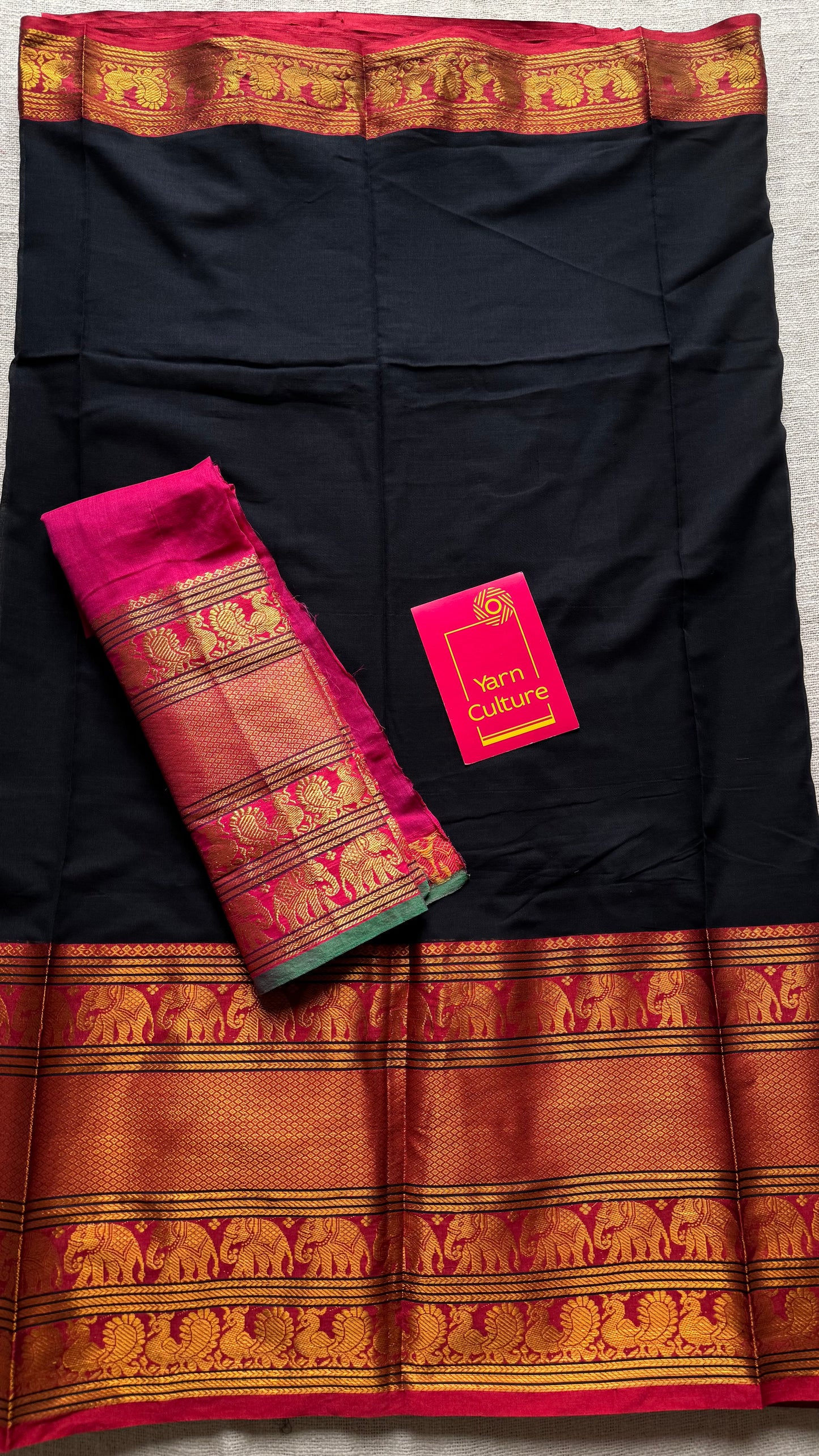 Black with broad zari border, premium narayanpet, soft cotton - YCWOTDFEBB02