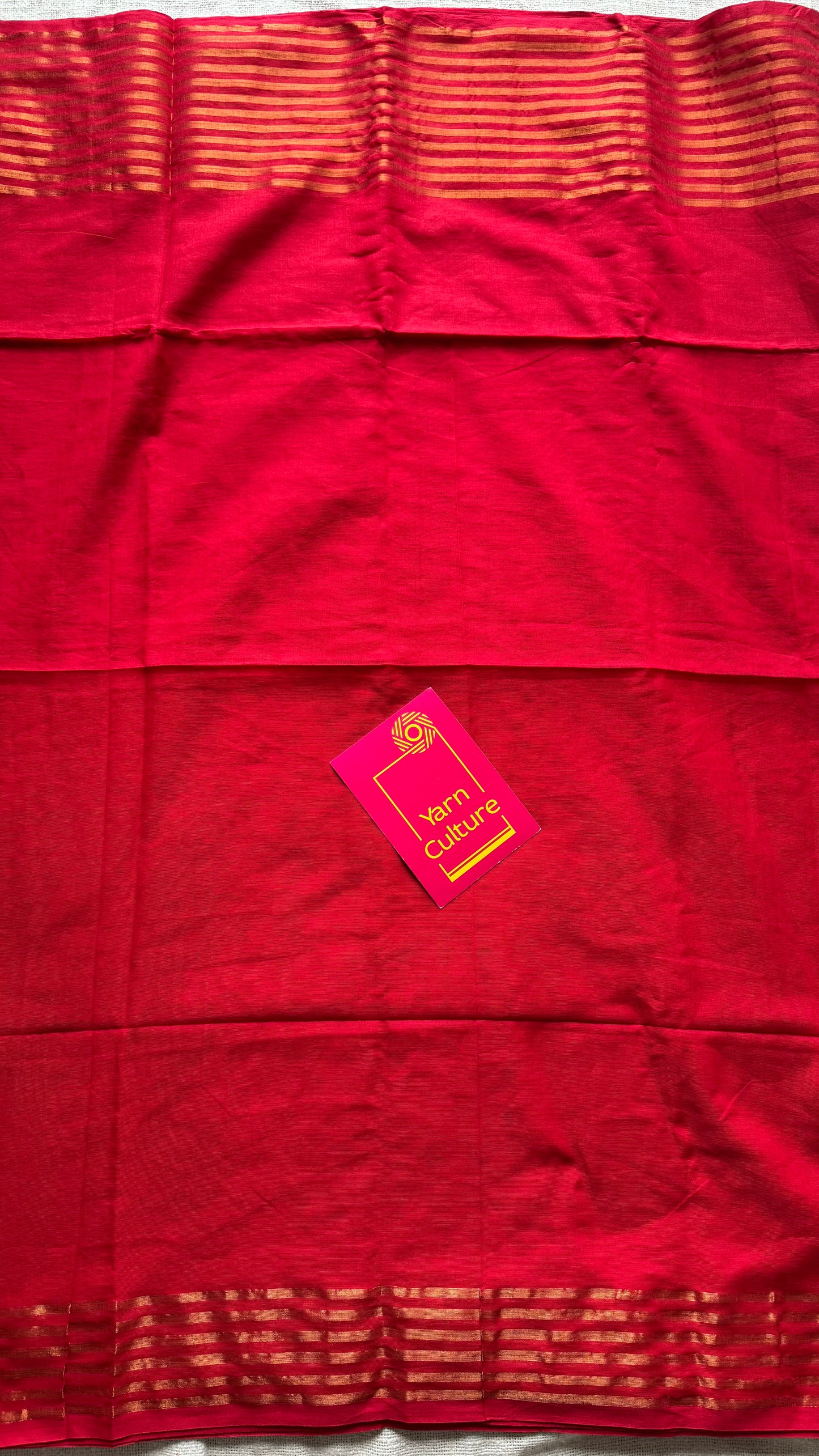 Red with antique gold stripes, mul cotton - YCBCJULMS09