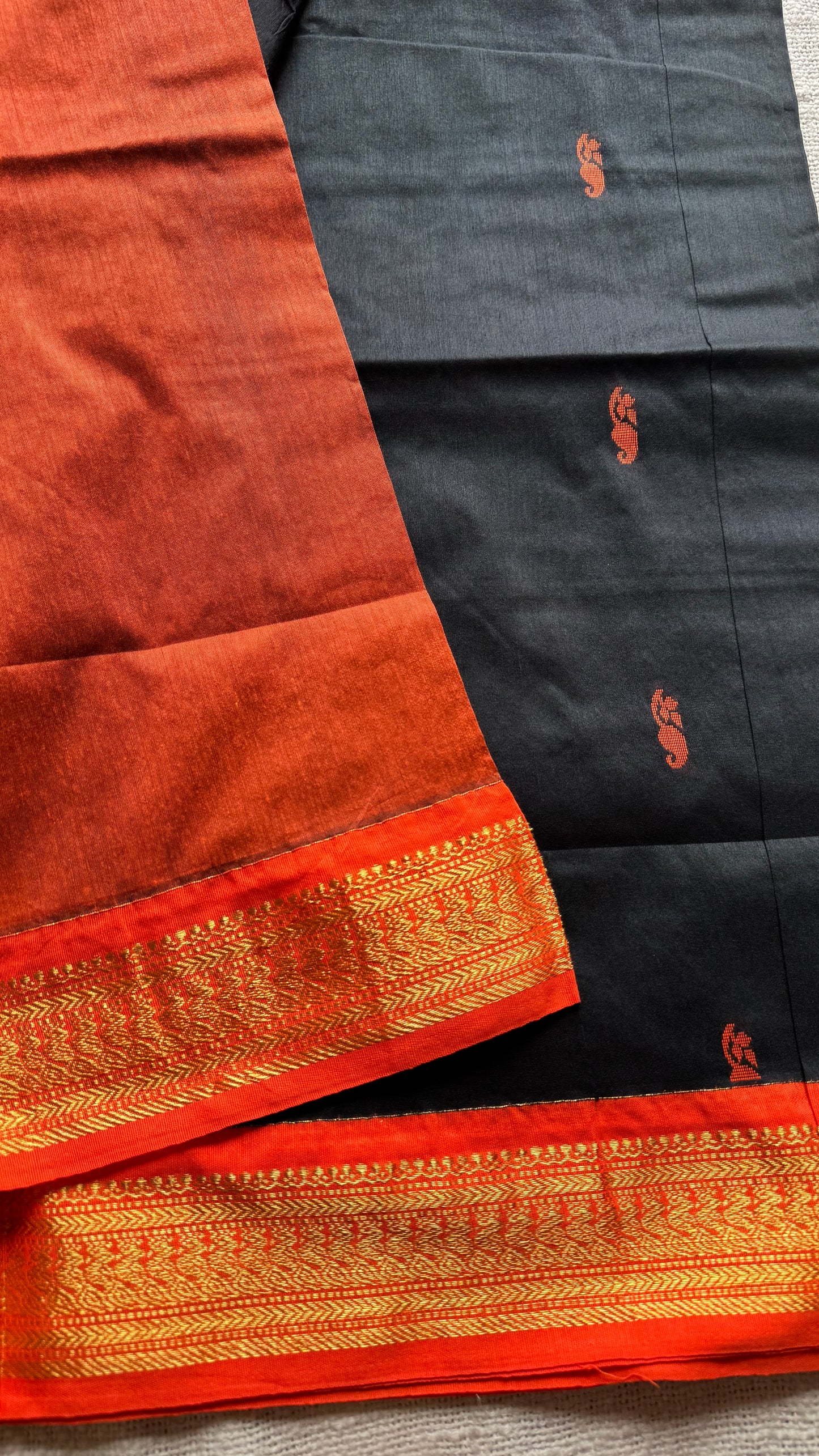 Black with orange - cotton silk - YCCOTNSEKCS07