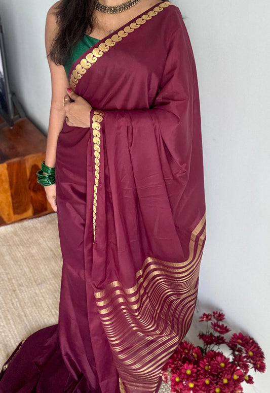 Brown Mysore semi crepe silk - YCDESE32