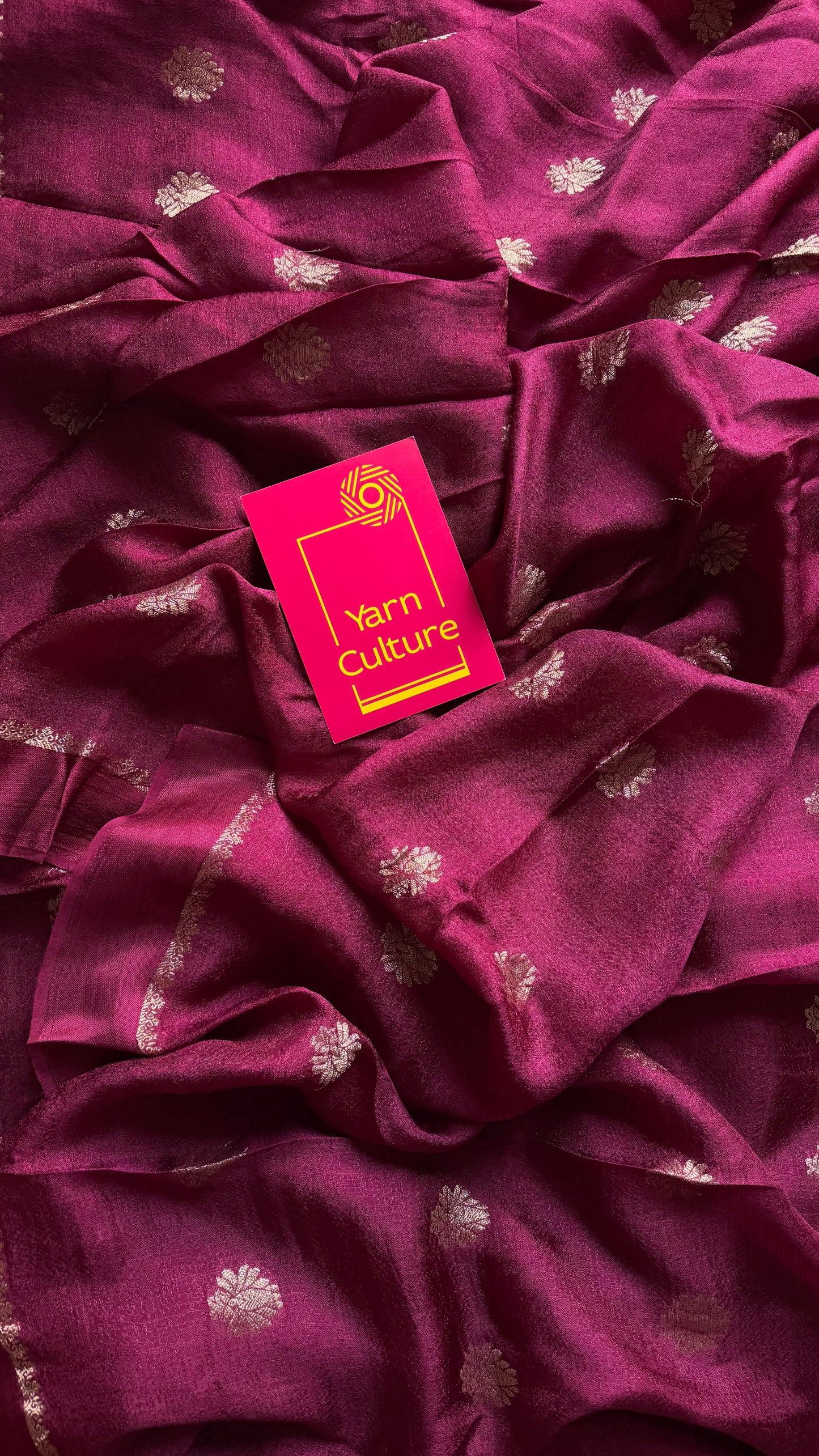 Dark wine in viscose soft silk with satin border, jacquard zari motifs - YCDOSFE198