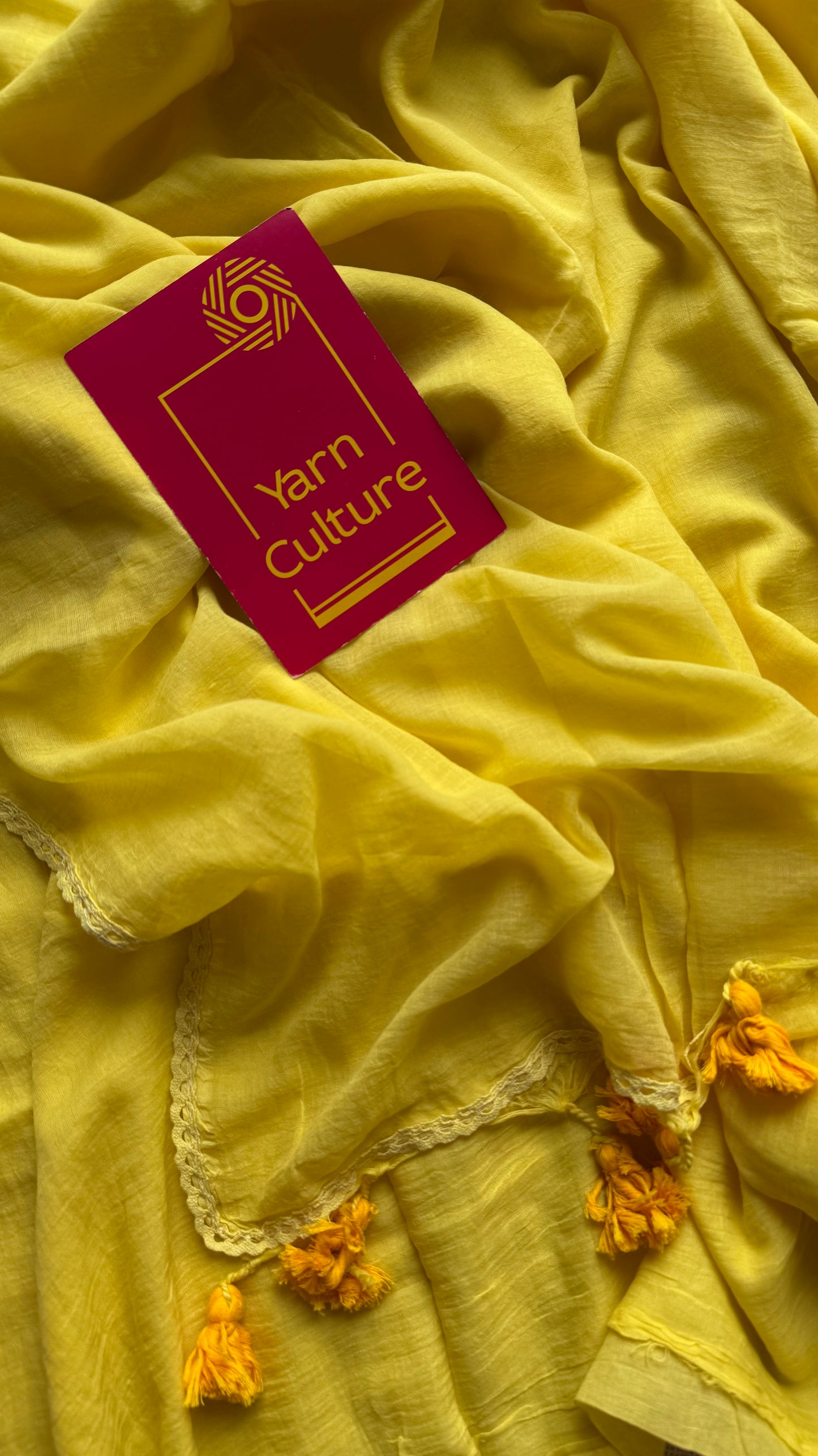Yellow plain mul with lace border - YCBCMCLSE01