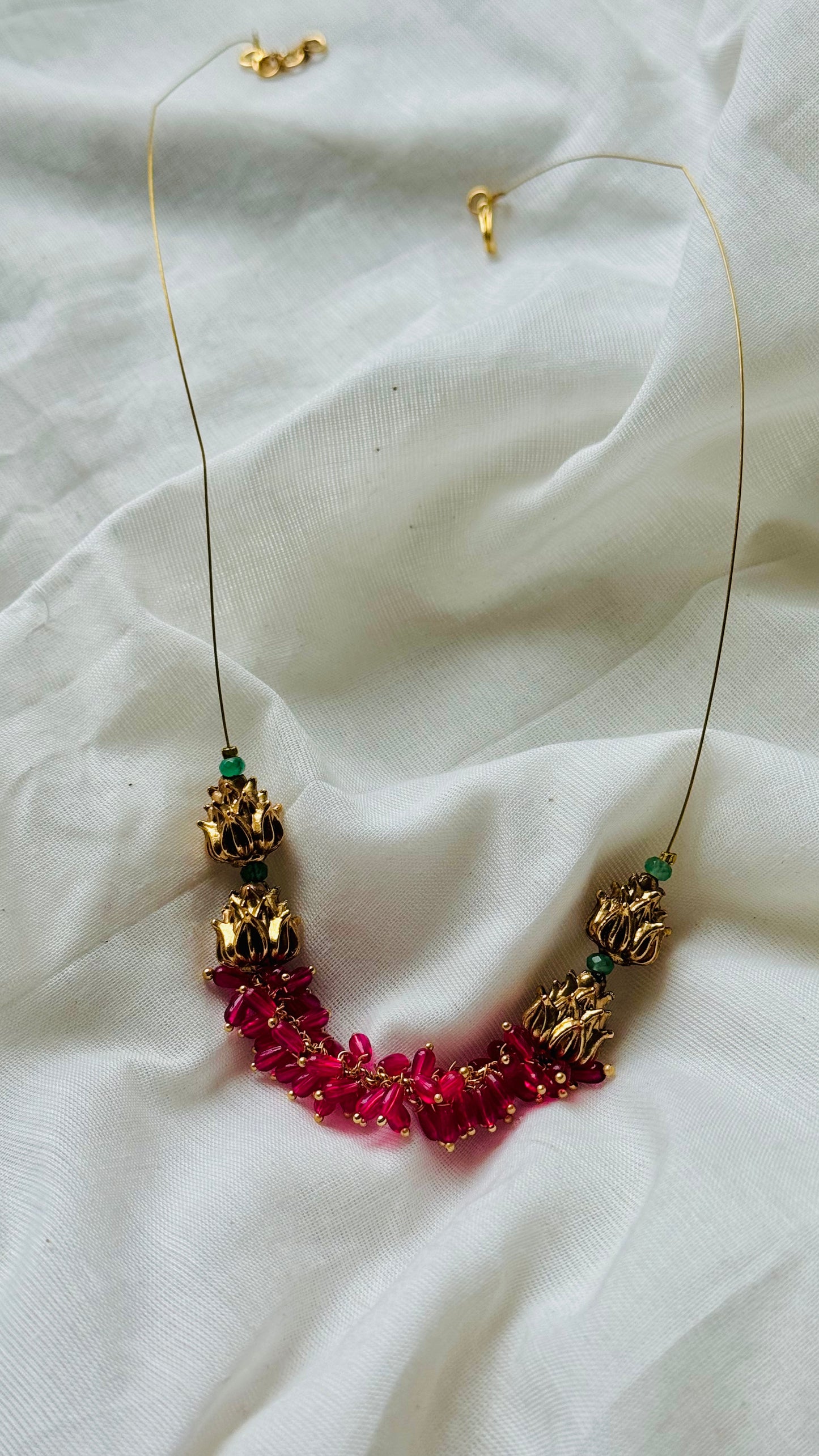 Hot pink beads, invisible chain - YCGPNP799