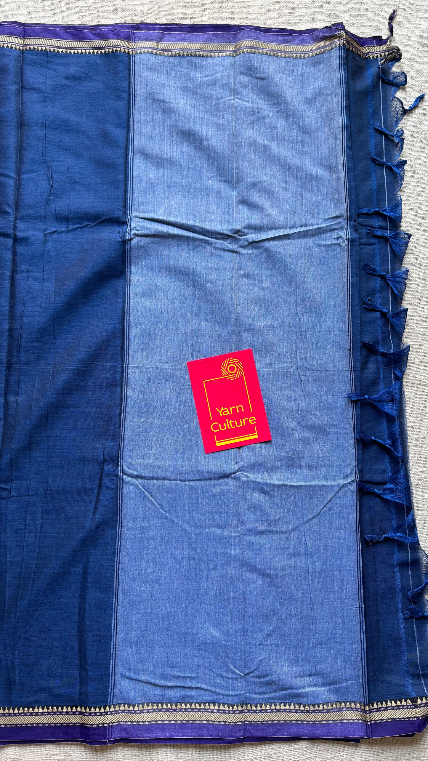 Navy blue with purple border narayanpet saree, soft cotton - YCWOTDNPFE35