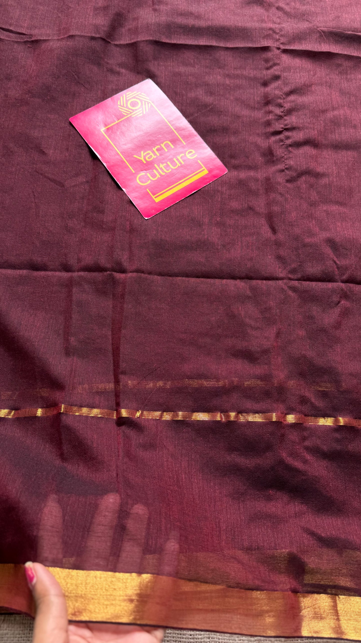 Brownish red dual tone mul, antique gold zari, gap border pattern - YCBCMCGZSE72