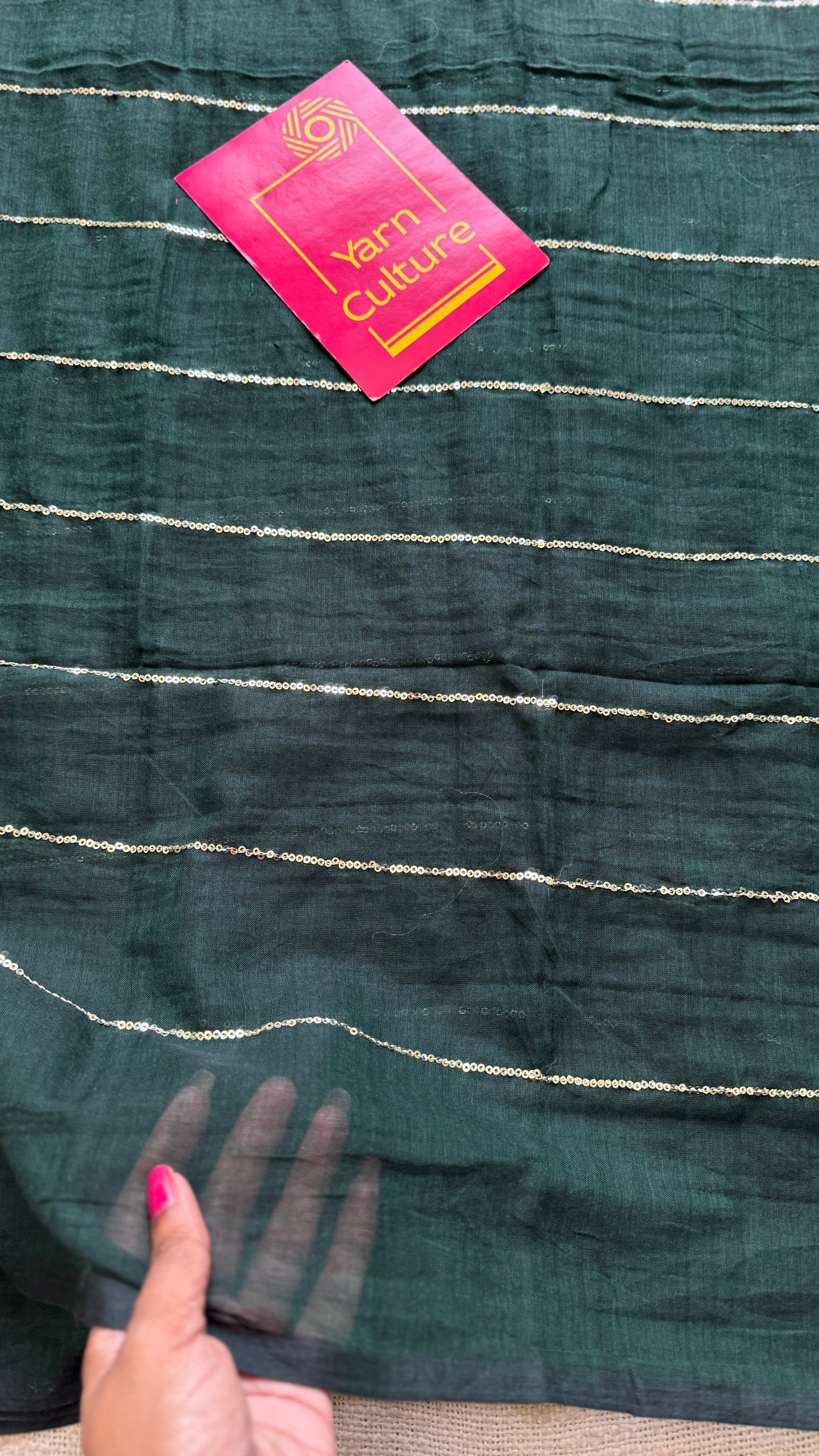 Dark green mul with silver sequins - YCBCMCLSE53