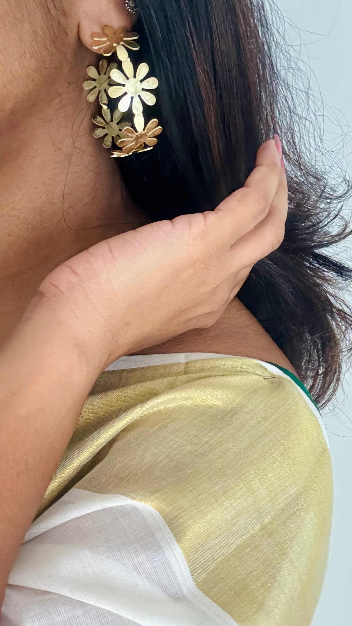 Gold plated flower hoops - YCGPEL186