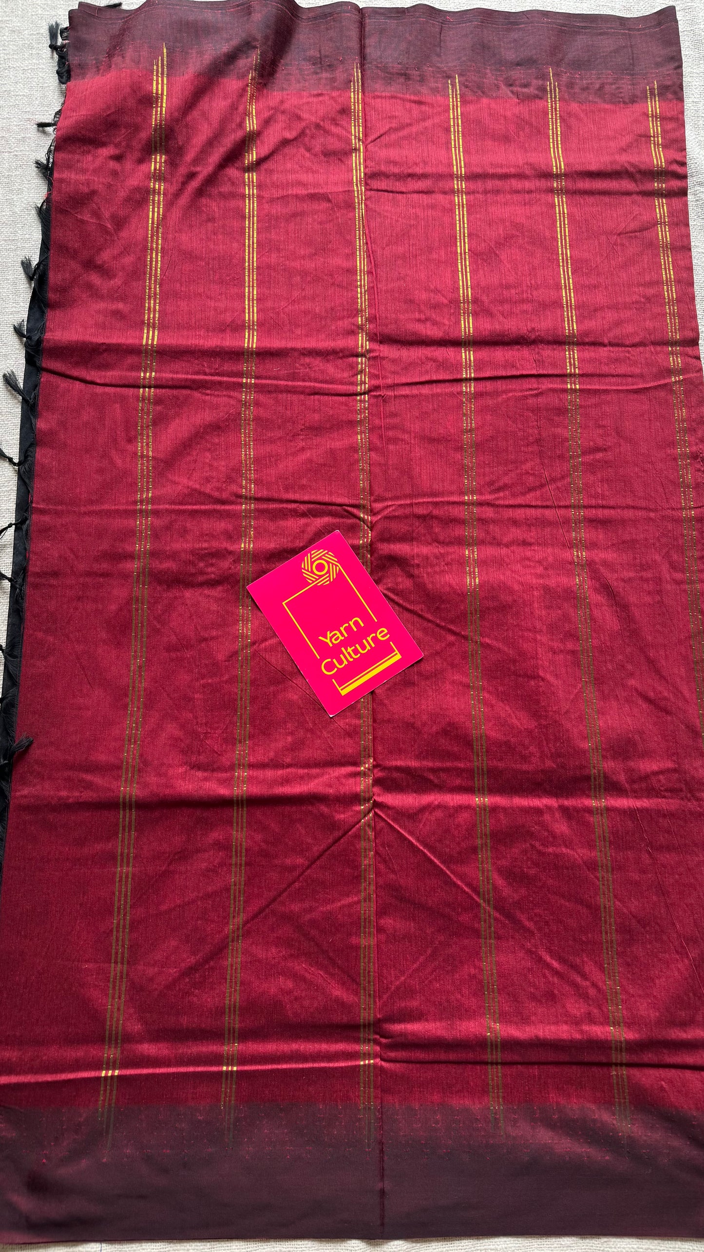 Black with maroon temple border - cotton silk - YCCOTNSEKCS16